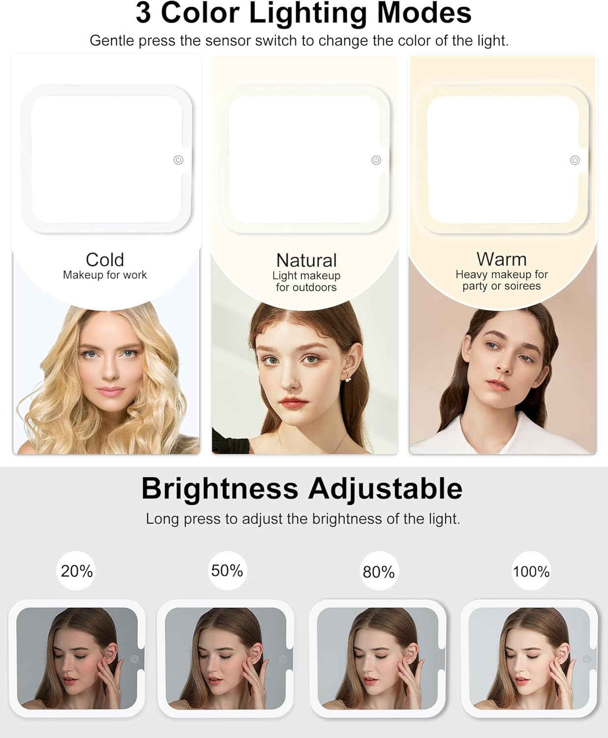 Relavel Makeup Bag with LED Mirror Travel Train Case Large Cosmetic Bags Organizer with Lighted Up Mirror with 3 Color Lights, Adjustable Brightness, Adjustable Dividers and Shoulder Strap (Black)