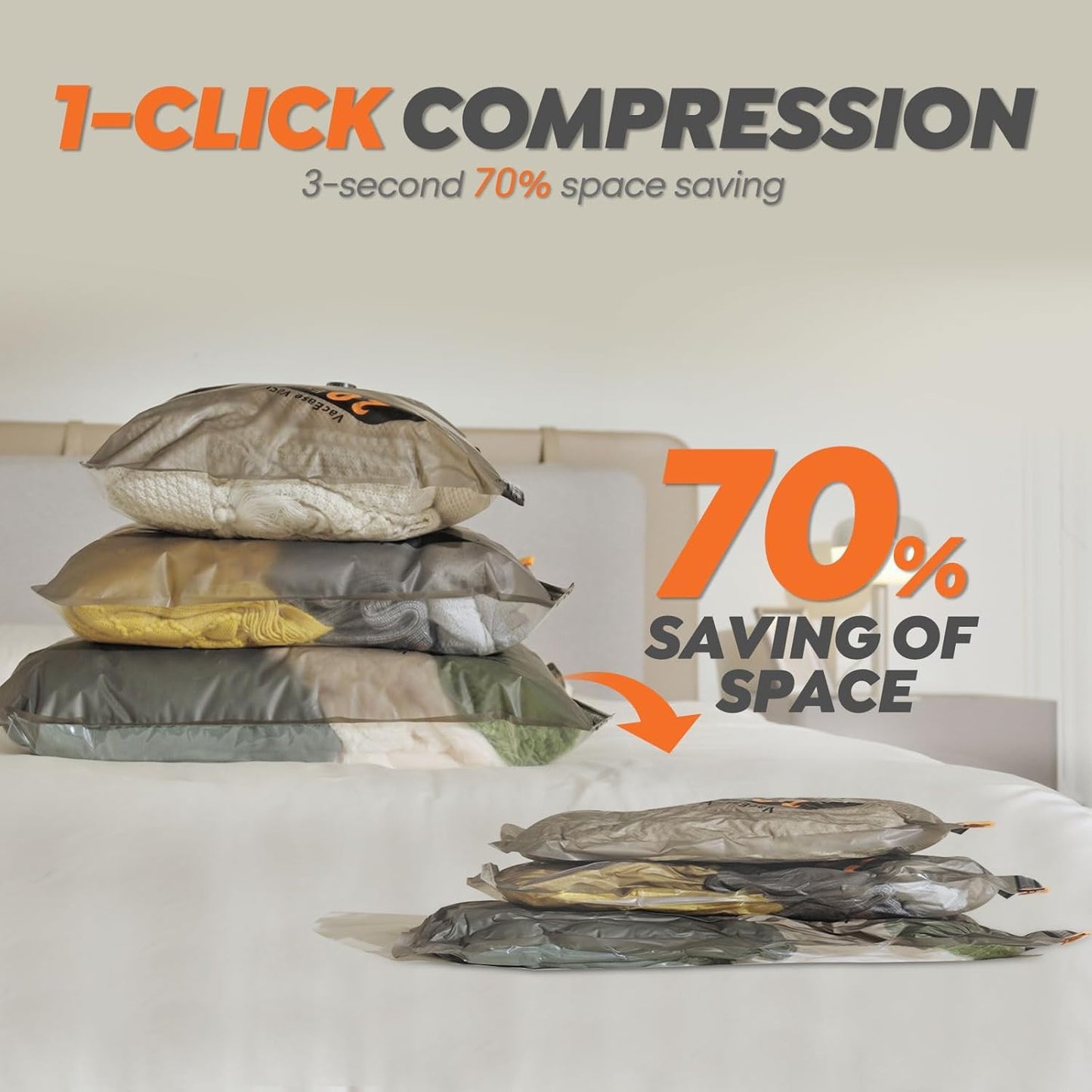 Rechargeable Wireless Pump Travel Storage Bags Set - 10 Pack Portable Space Saver Bags for Travel & Home - Vacuum Compression Packing Seal for Clothes, Blankets, Seasonal Storage