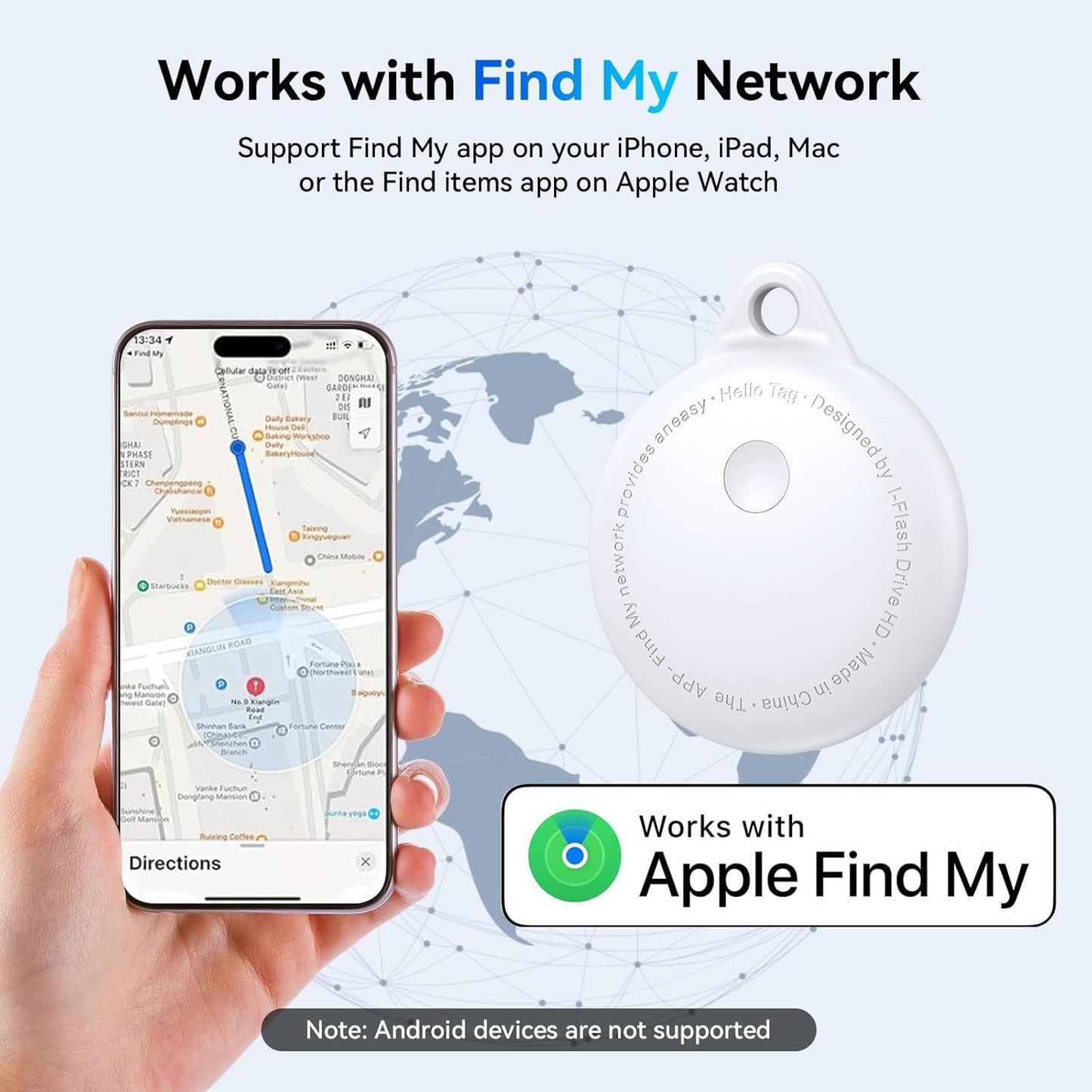 Tags-4 Pack, Smart Bluetooth Tracker Work with Apple Find My, Key Finders and Find My Tracker, Game Changer Waterproof Smart Tag with Key Ring GPS Tracker Tag for Keys/Luggage/Wallet (White)