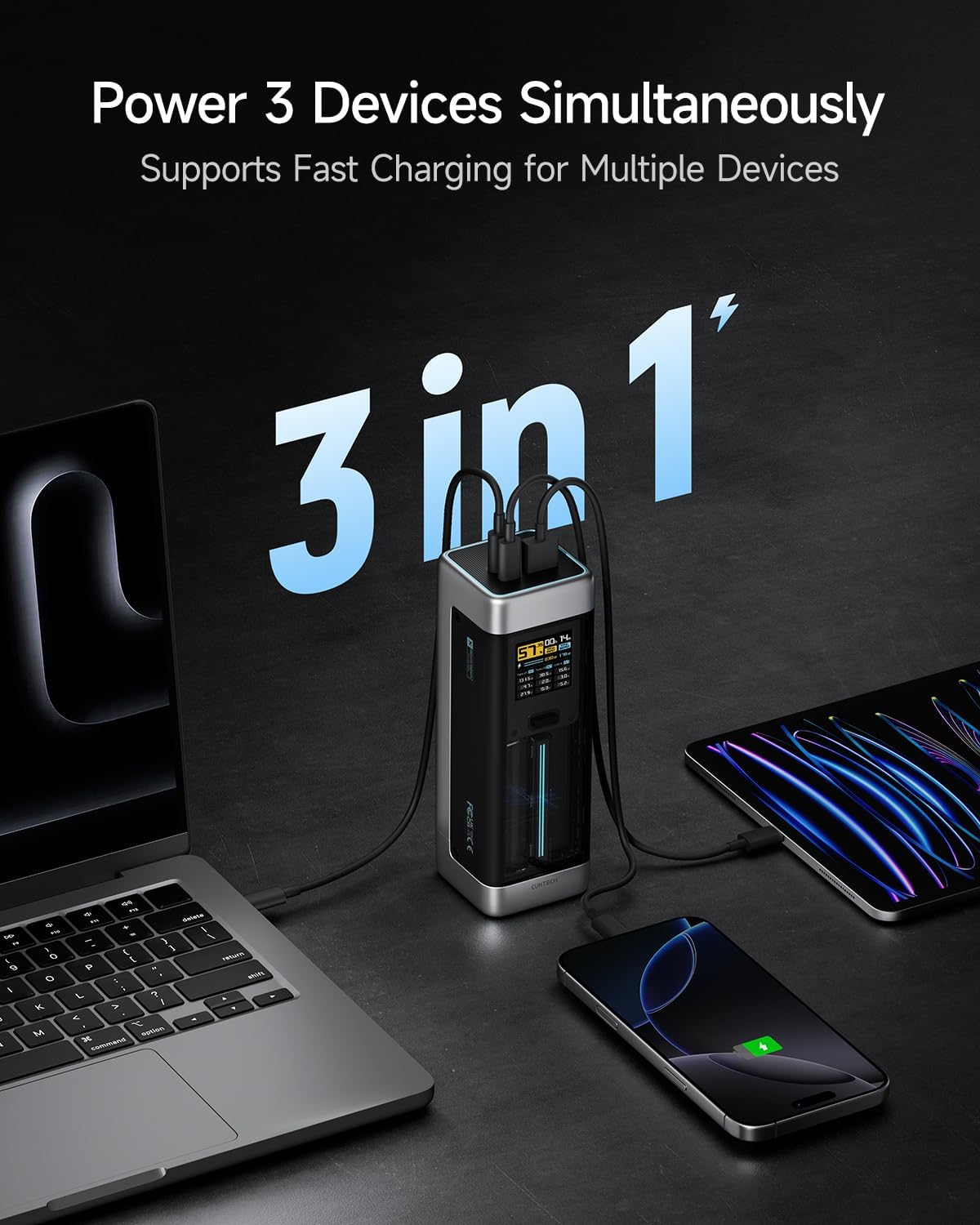 CUKTECH NO.20 140W Power Bank, 25,000mAh 3-Port Laptop Portable Charger, Fast Charging Battery Pack for Travel and Outdoor Work, Compatible with iPhone 16/15/14 Series, MacBook, Samsung, and More