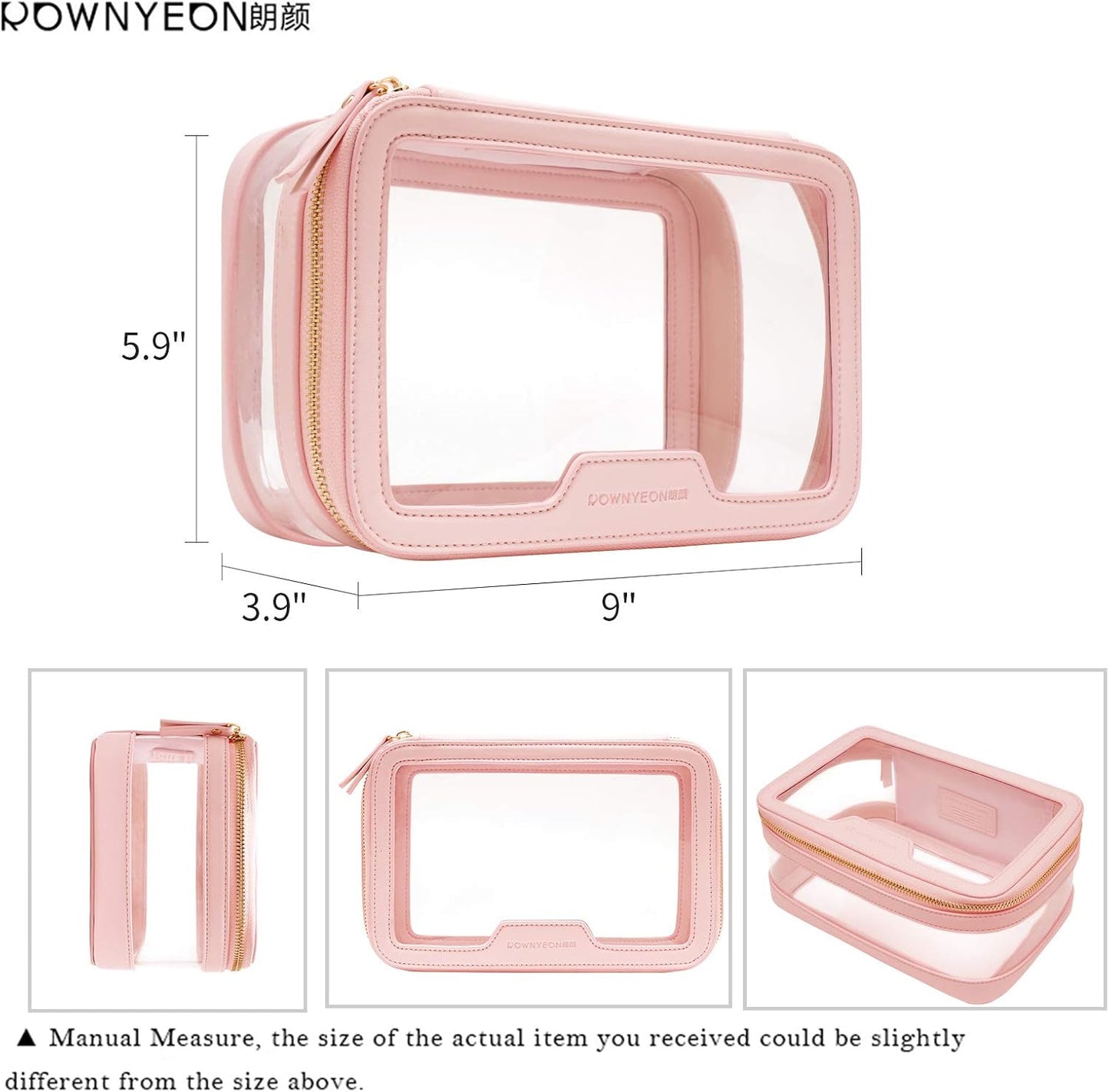 ROWNYEON Clear Makeup Case Toiletry Bag Multipurpose Travel Makeup Train Case Portable Cosmetic Organizer Transparent Storage Bag