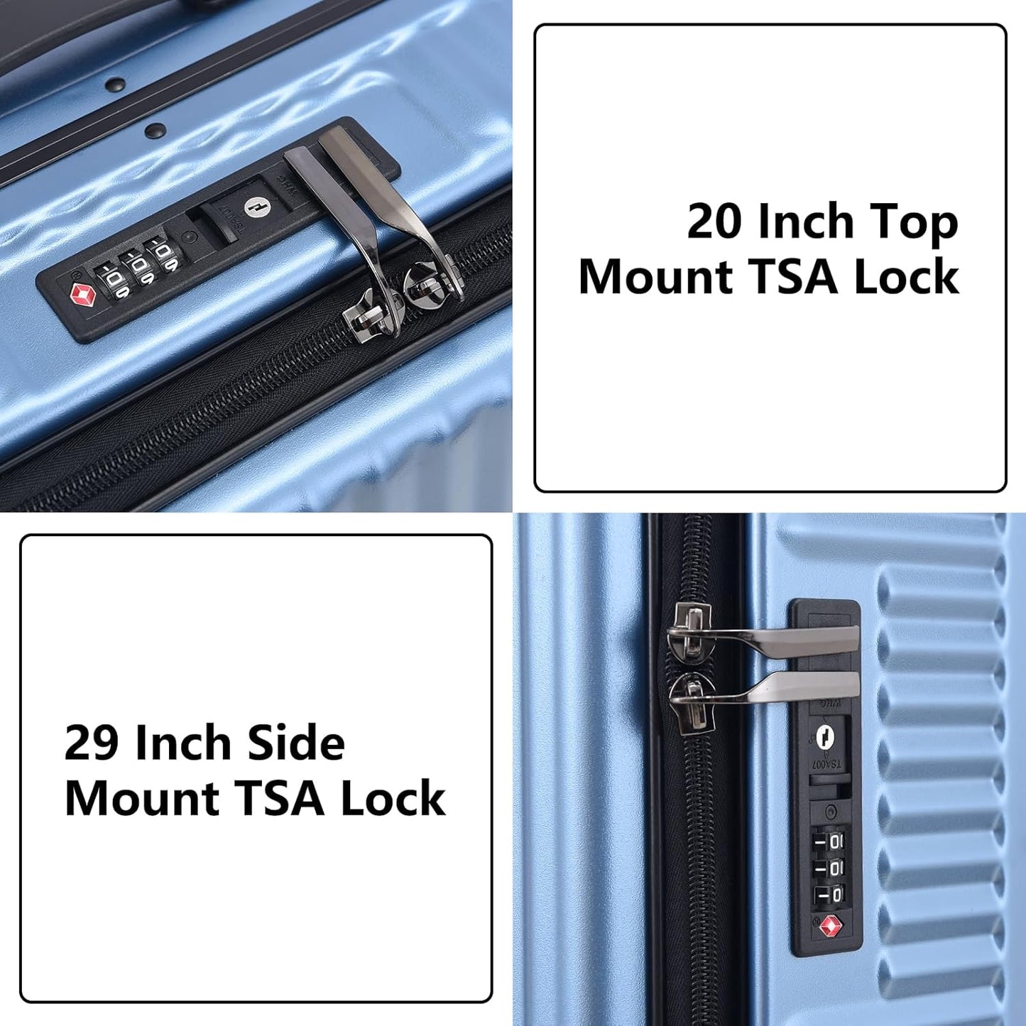 2 pieces 20/29 Aluminum Frame Carry On and Checked Luggage Set with Side Opening,Lightweight Hardshell ABS+PC Trunk Suitcase with TSA Lock, 360° Universal Wheels & Adjustable Handle,Dark Blue