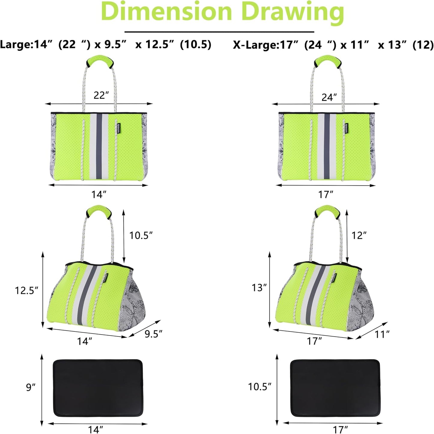 QOGiR Neoprene Multipurpose Beach Bag Tote with Inner Zipper Pocket … … … …