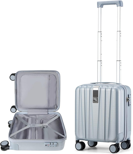 Hanke 14 Inch Underseat Carry On Luggage with Wheels Hard Shell Suitcases Carry On Bag Lightweight Small Mini Suitcase Travel Luggage for Travel（Gray）