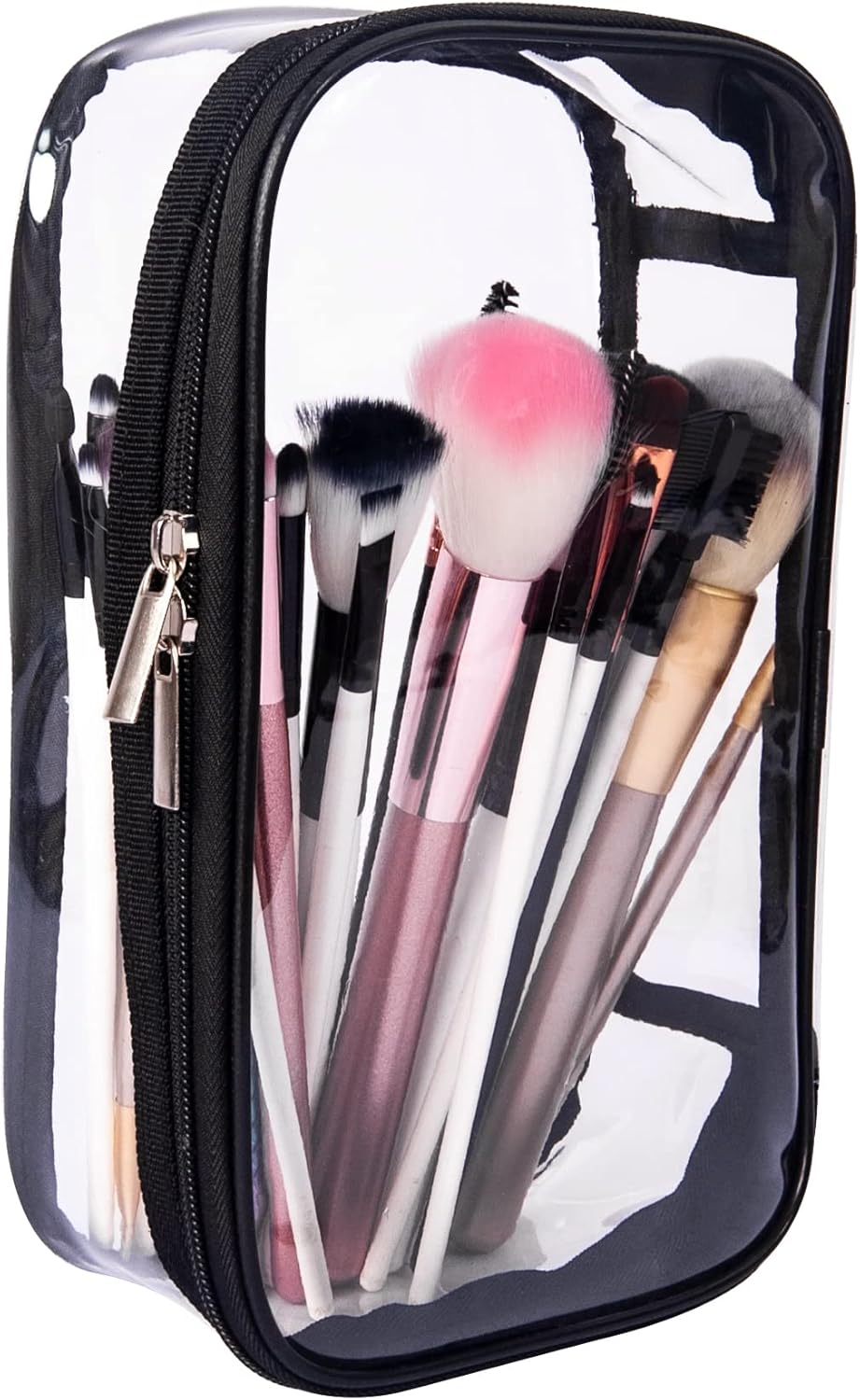 Portable Zippered Transparent Vinyl Travel Cosmetic Bag Clear PVC Makeup Kits Organizer Utility Pouch See Through Plastic TSA Approved Toiletry Carry Pouch