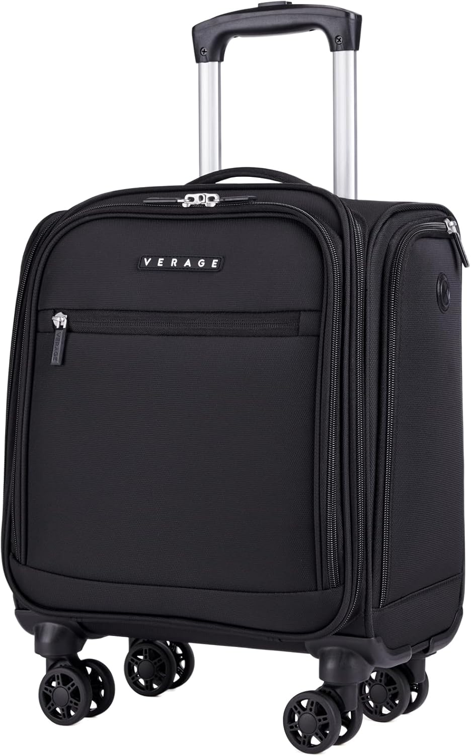 Verage Underseat Carry On Luggage with Wheels, 14.5-Inch Spinner Small Suitcase, Softside Lightweight Travel Bag for Men and Women, Airplane Carry On Bag, Black
