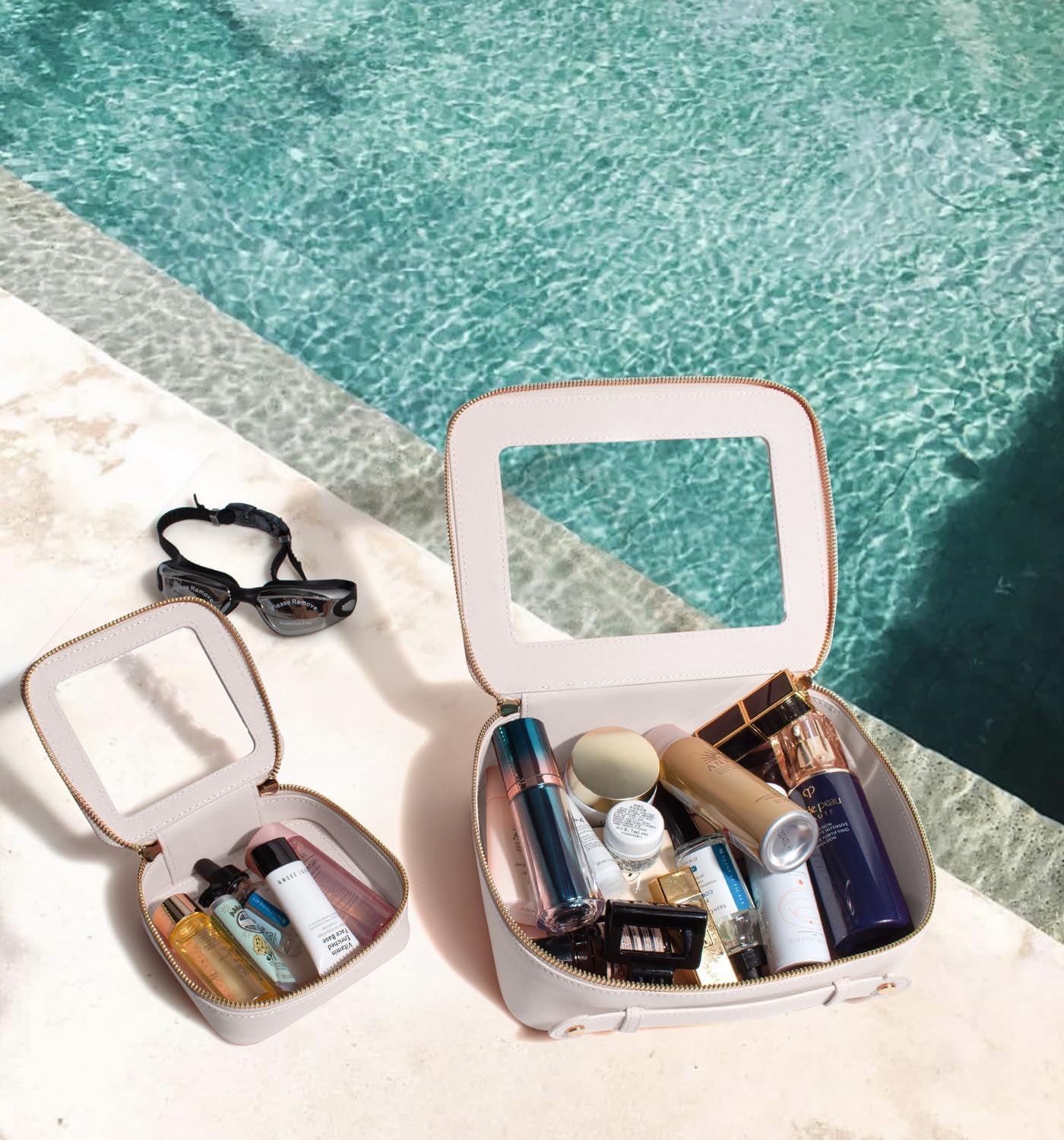 Clear Makeup Bag Small, TSA Approved Portable Toiletry Bag with Zipper Cosmetic Travel Bag Makeup Organizer Case Mini Makeup Pouch for Purse Car Organizer Bag for Women Men