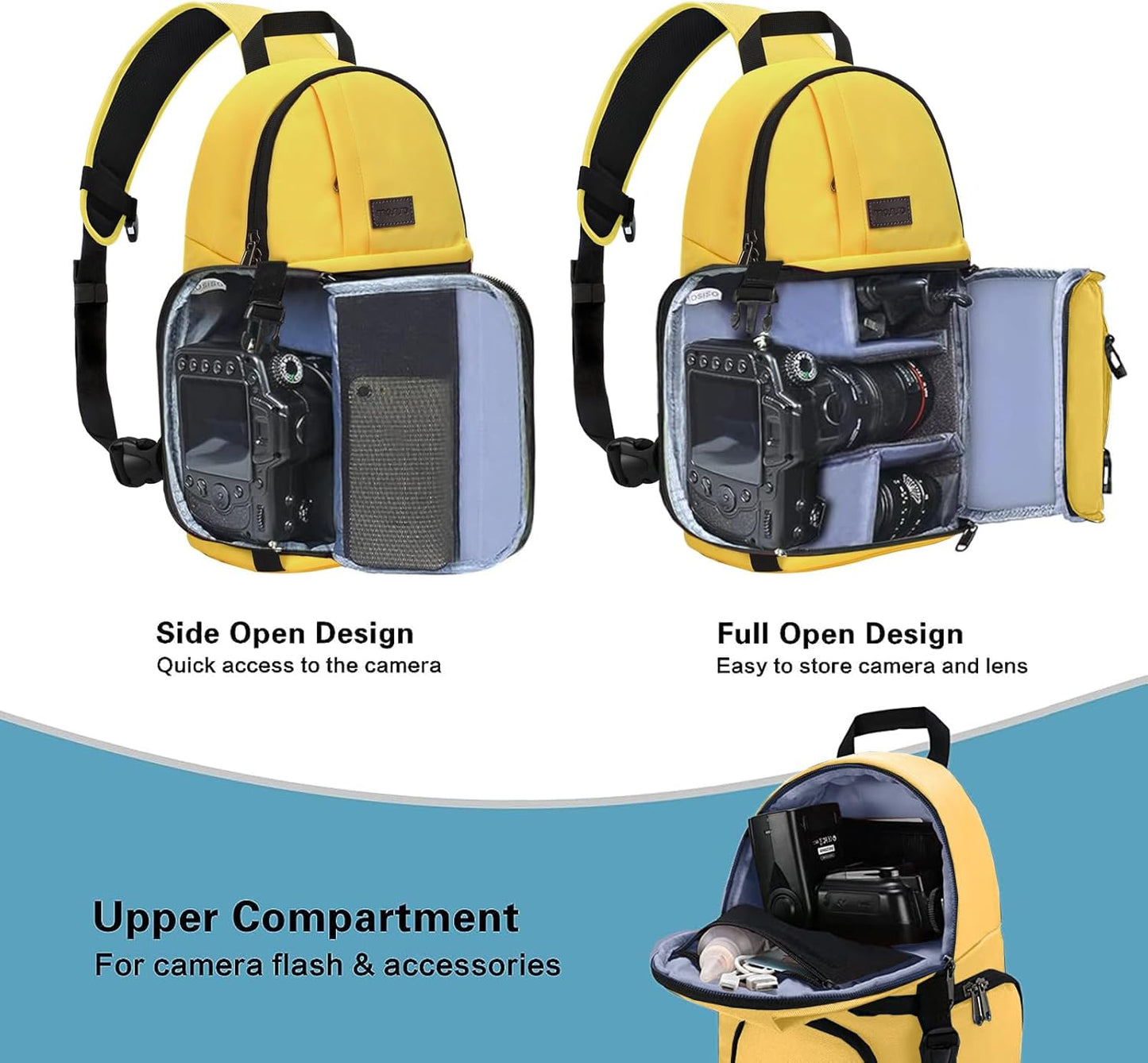 MOSISO Camera Sling Bag, DSLR/SLR/Mirrorless Camera Backpack Case Shockproof Photography Backpack with Tripod Holder & Removable Modular Inserts Compatible with Canon/Nikon/Sony/Fuji