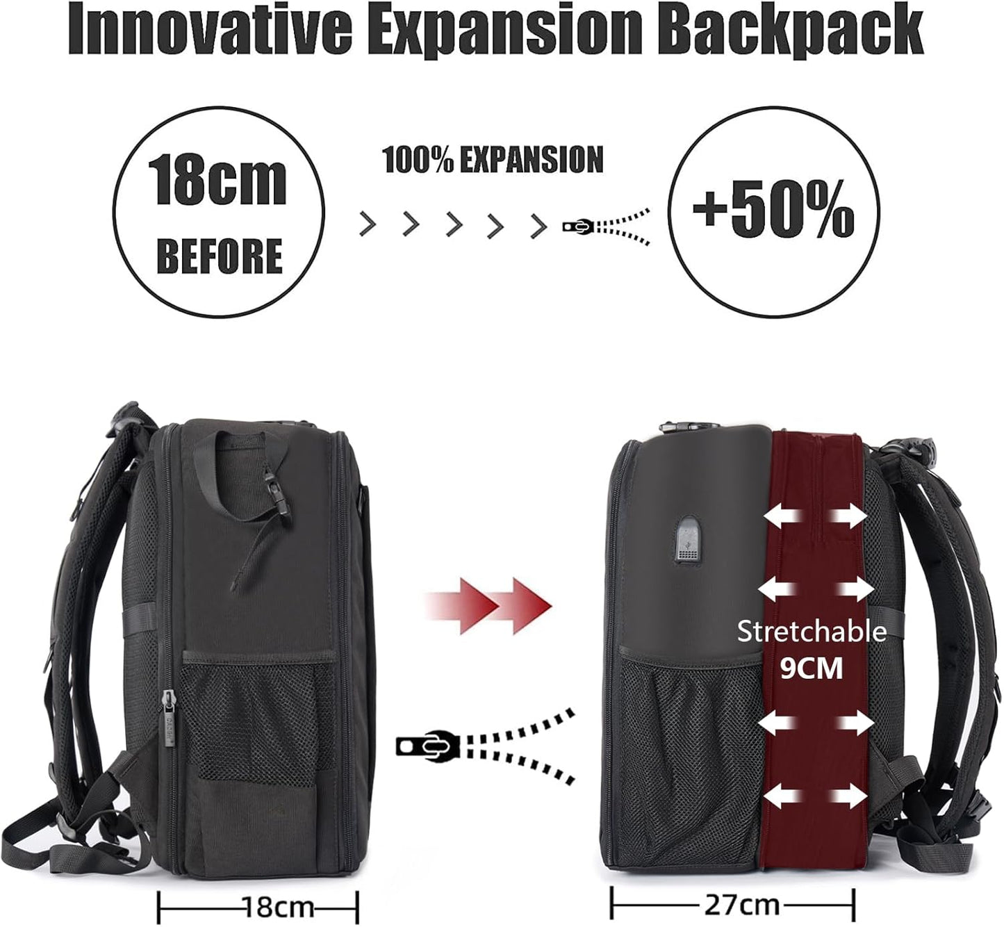 CADeN Camera Backpack Bag Professional for DSLR/SLR Mirrorless Camera Waterproof, Camera Case Compatible for Sony Canon Nikon Camera and Lens Tripod Accessories (Large, 5.0 Black)