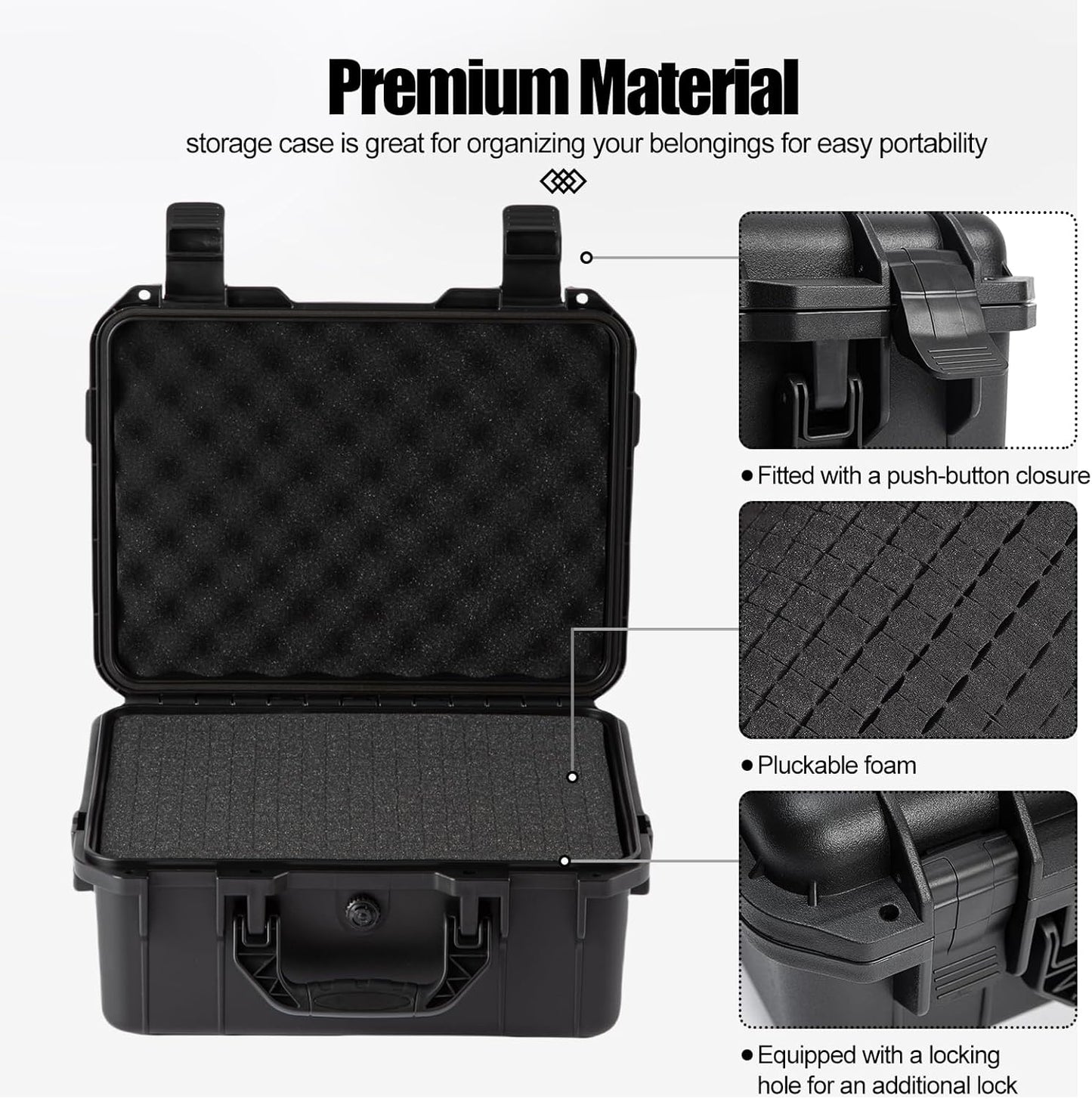 small Hard case Waterproof Hard Case with DIY Customizable Foam Insert Portable Protective Case with Knife for Camera Drones Equipments Tools Test Instruments 14.2''x11.4''x6.3''