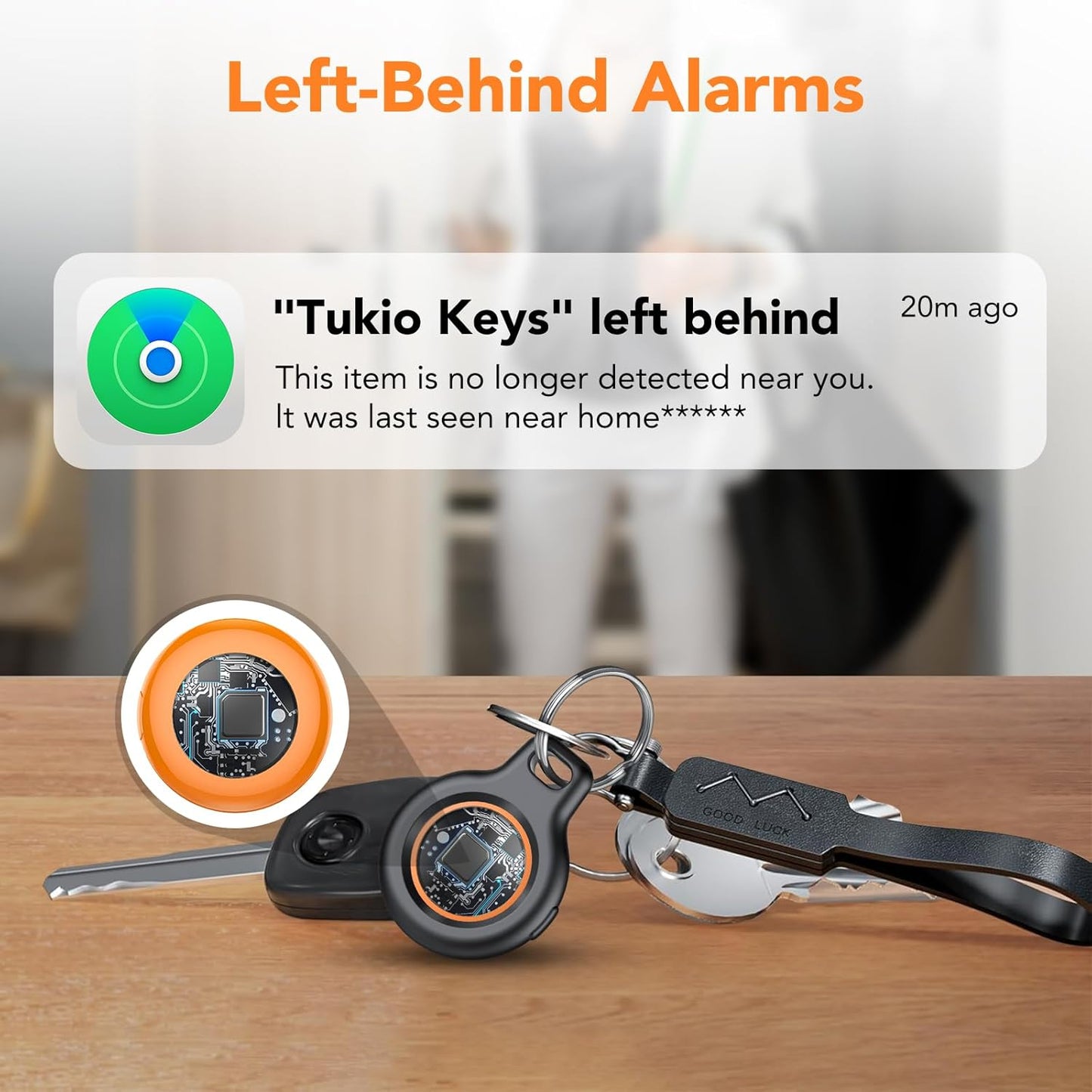 2025 New [Apple MFi Certified] (iOS Only) Air Tracker Tags-1 Pack, Bluetooth Tracker for Apple Find My, Replaceable Battery, Key Finder and Item Locator for Keys, Bags, Luggage, Wallet (Orange Pro)