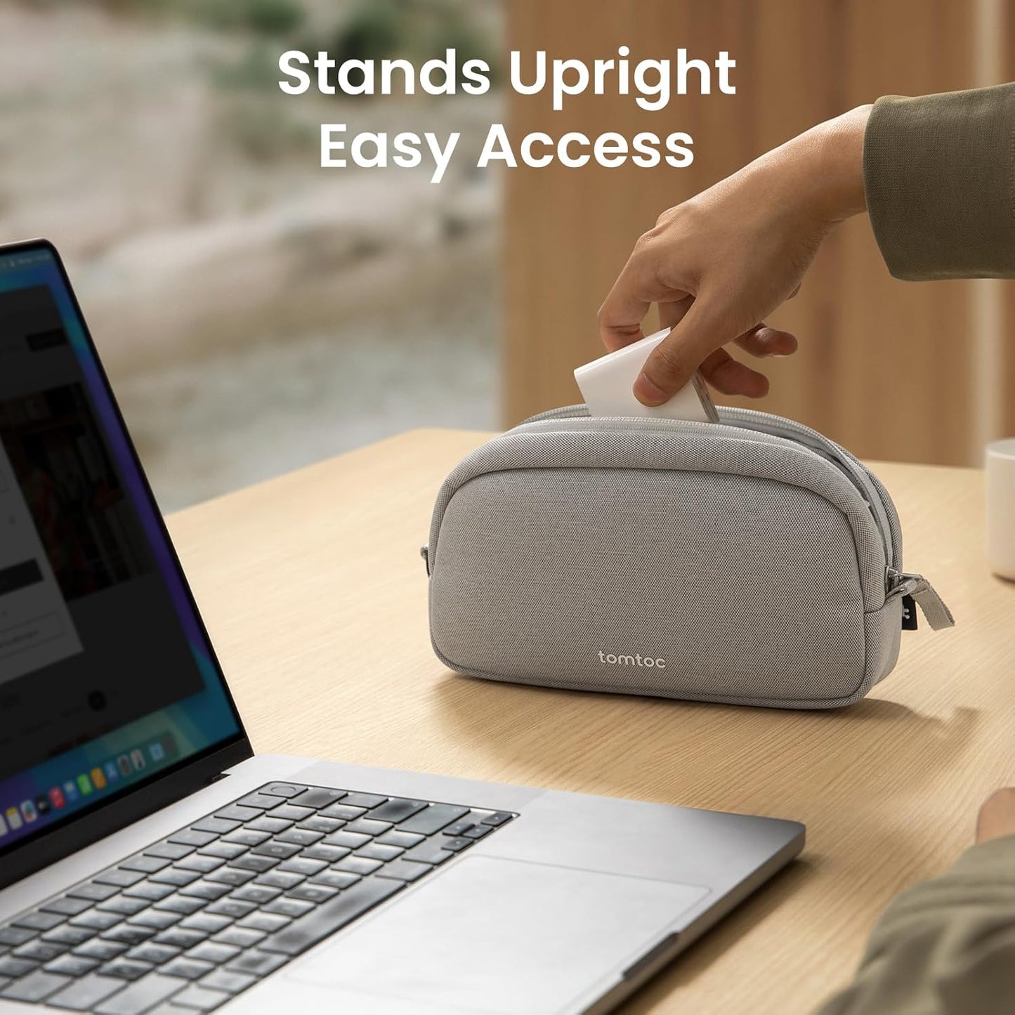 tomtoc Electronics Organizer Travel Case, Water Resistant Travel Bag Cable Organizer for Essentials, Tech Pouch Accessories Carry Storage for Cord, Phone, Cables, Airpods, USB Flash Drive, Daily Items