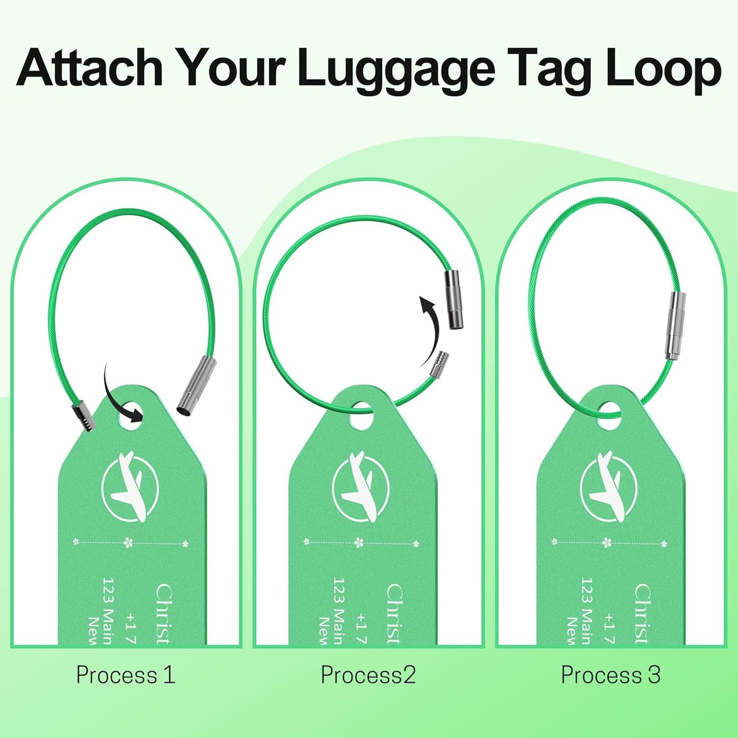 4 PCS Personalized Metal Luggage Tag – Personalized Engraved Suitcase Tag, Backpack Tag, with Matching Color Strap, Waterproof Suitcase Name Badge – Ideal Corporate Gift & Travel Accessory (Green)