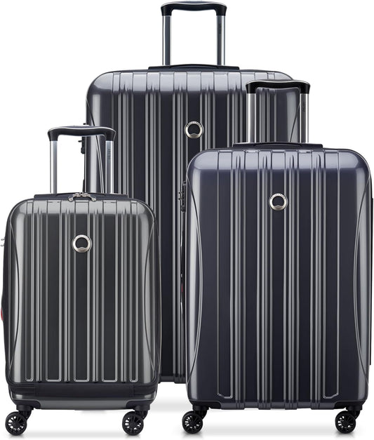 Delsey Luggage Aero 3 Piece Set (21"/25"/29") Spinner Suitcase (Platinum)