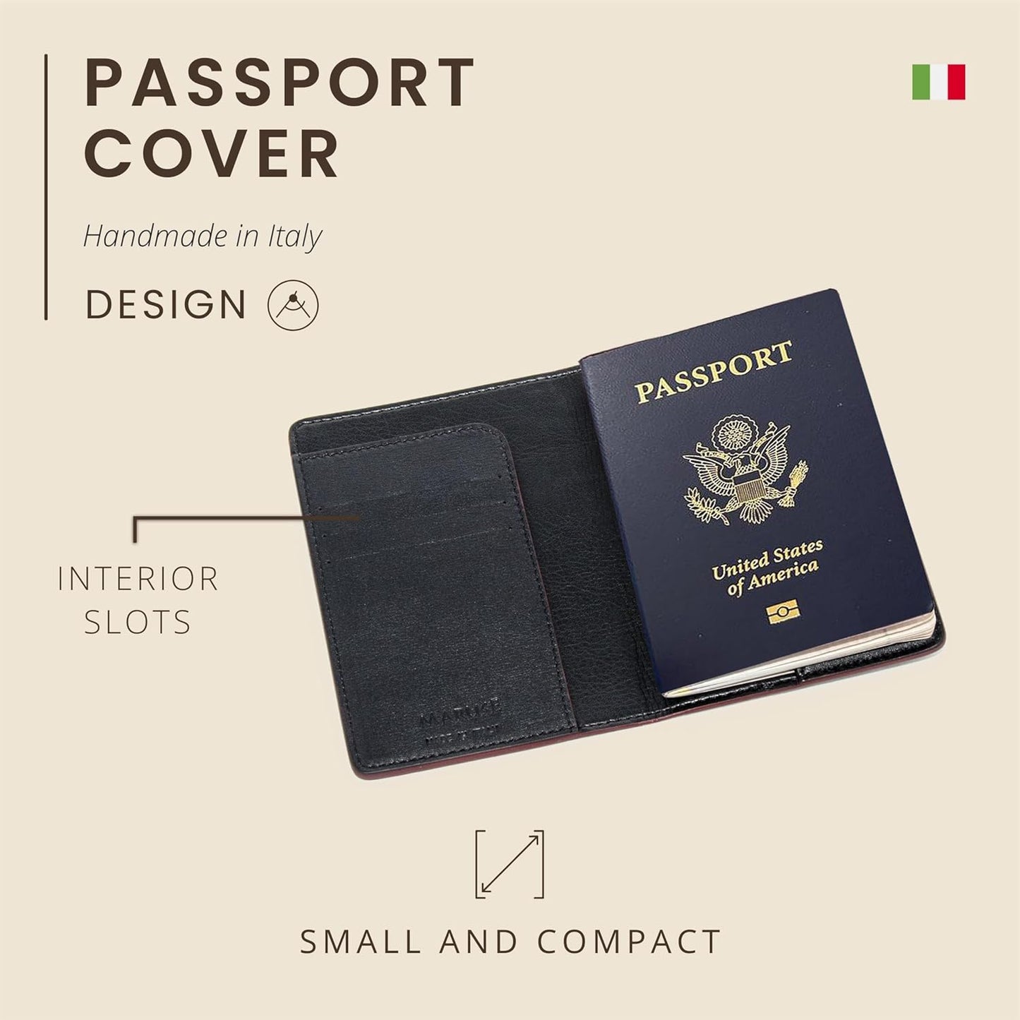 Maruse Italian Leather Passport Cover for Men and Women, Handmade in Italy