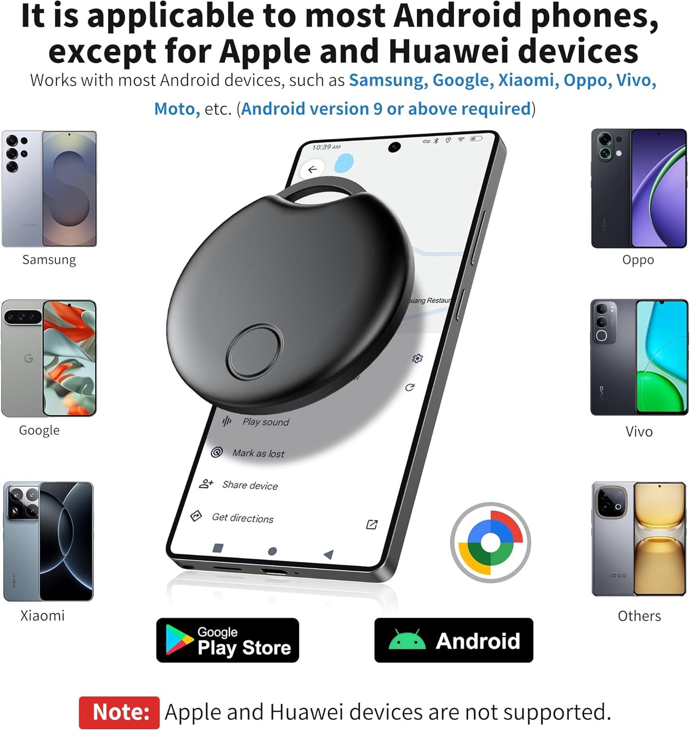 Air Tracker Tags-4 Pack for Android, Bluetooth Tracker Works with Google’s Find Hub | Android Only | Replaceable Battery | Water- Resistance | Item Finder for Luggage, Wallet, Dog, Key,Suitcases