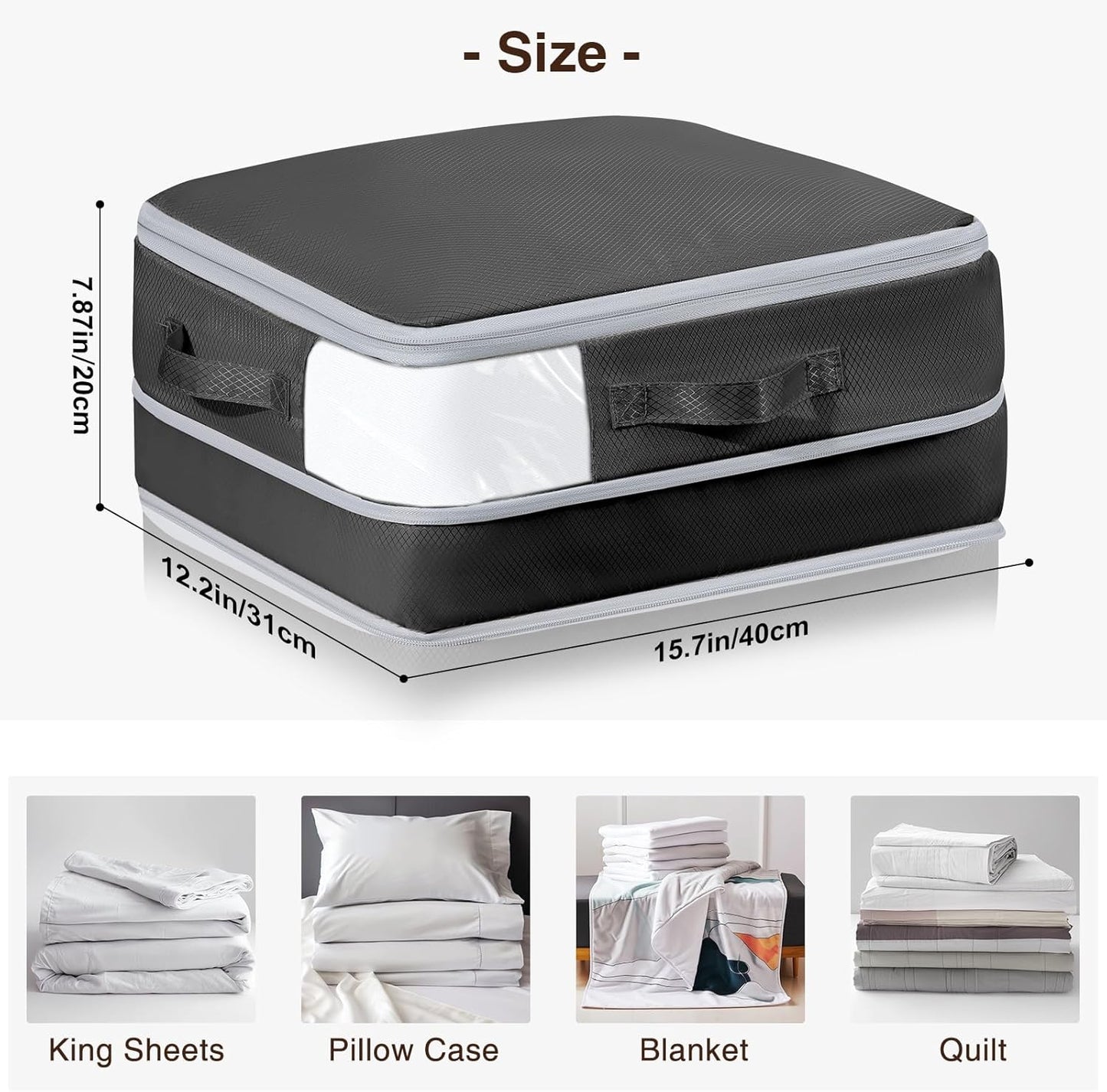 DIMJ Clothes Storage Bag 6 Pack, 19L Compression Storage Bags for Blanket, Sweater, Jacket, Closet, Sheet Storage Organizer with Window Handle, Compression Packing Cubes Space Saver Bags with Zipper