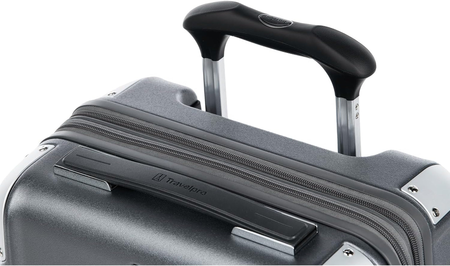 Travelpro Platinum Elite Hardside Expandable Carry on Luggage, 8 Wheel Spinner, TSA Lock, Hard Shell Polycarbonate Suitcase, Vintage Grey, Compact Carry on 20-Inch