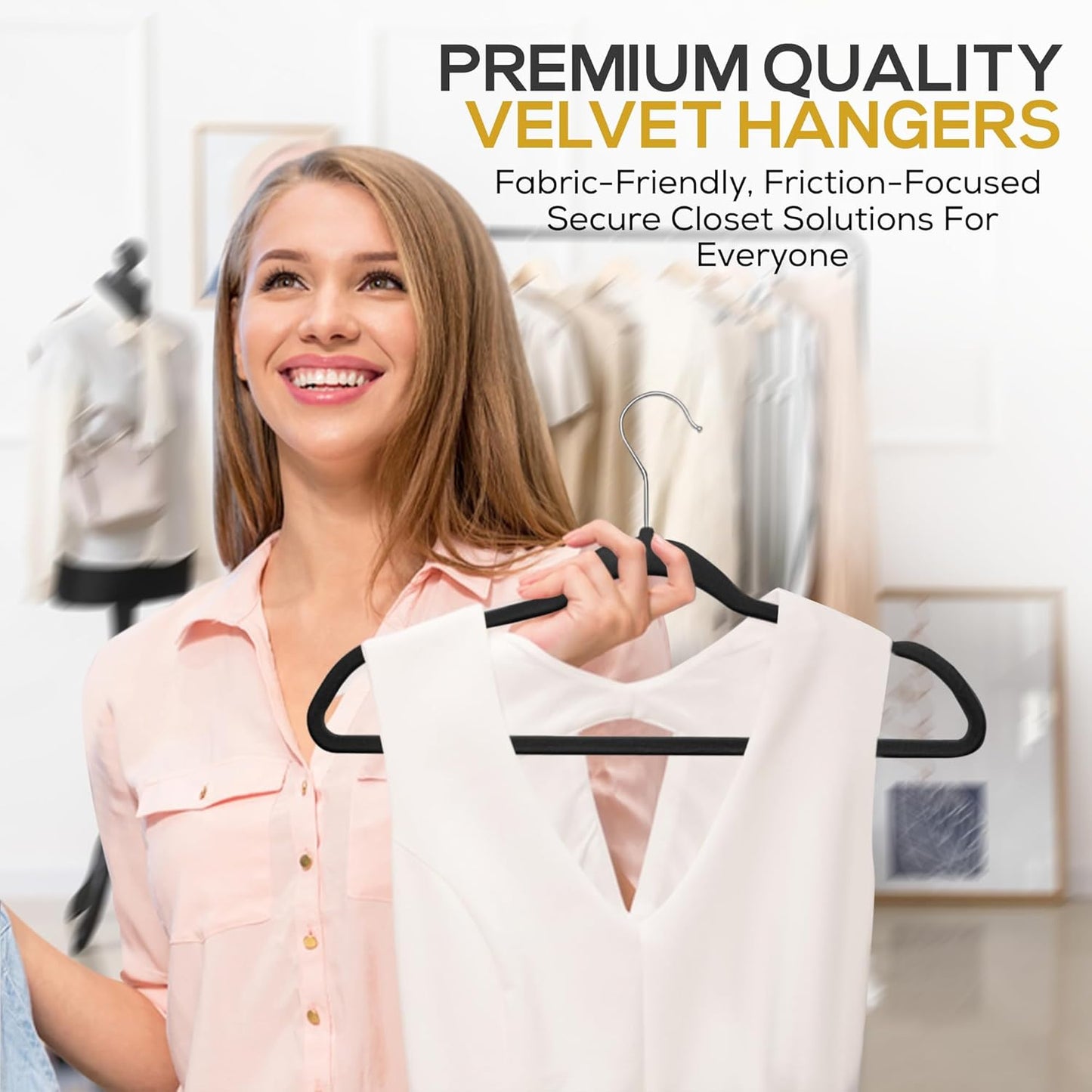 Premium Black Velvet Hangers 30 Pack – Space Saving Felt Hanger, Non Slip Clothes Hangers for Closet, Heavy Duty Hanger for Coats, Shirts & Pants, 360° Swivel Hook, Hold Up to 10lbs