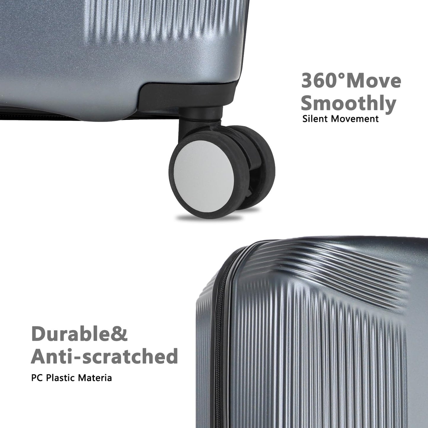 20 Inch Lightweight Expandable Carry On Luggage, PC Hardside Suitcase with Spinner Wheels & TSA Lock, Carry-on 20-Inch, Gray