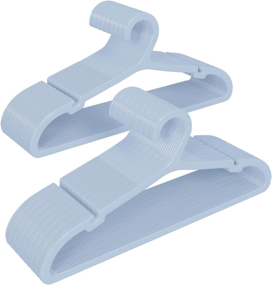 50 Pack Clothes Hangers, Non Slip Plastic Coat Hangers, Space Saving Hangers, Heavy Duty, Hanging Dry Wet Clothes, 16.4" x 8.3", Light Blue, UAPY0550L