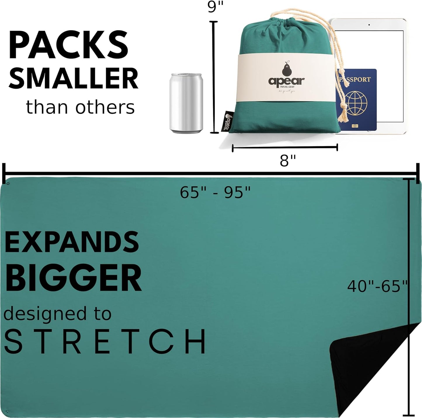 16-in-1 Compact Travel Blanket with Bag – Reversible, Ultra Soft Bamboo Airplane Blanket with Hidden Pocket - Lightweight & Packable for Flights, Camping, Picnic, Travel Essentials