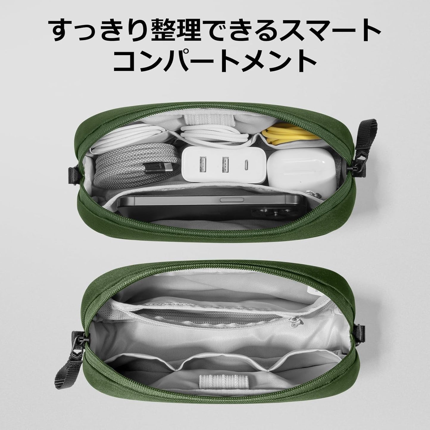 tomtoc Electronics Organizer Travel Case, Water Resistant Travel Bag Cable Organizer for Essentials, Tech Pouch Accessories Carry Storage for Cord, Phone, Cables, Airpods, USB Flash Drive, Daily Items