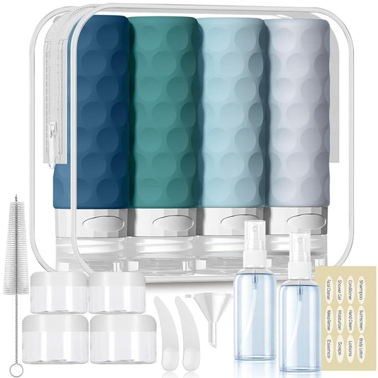 16pack Travel Bottles for Toiletries, TSA Approved Travel Size Containers Set, Leak Proof Refillable Liquid & Creams Toiletries Accessories Kit W/Toiletry Bag (Mint Green)