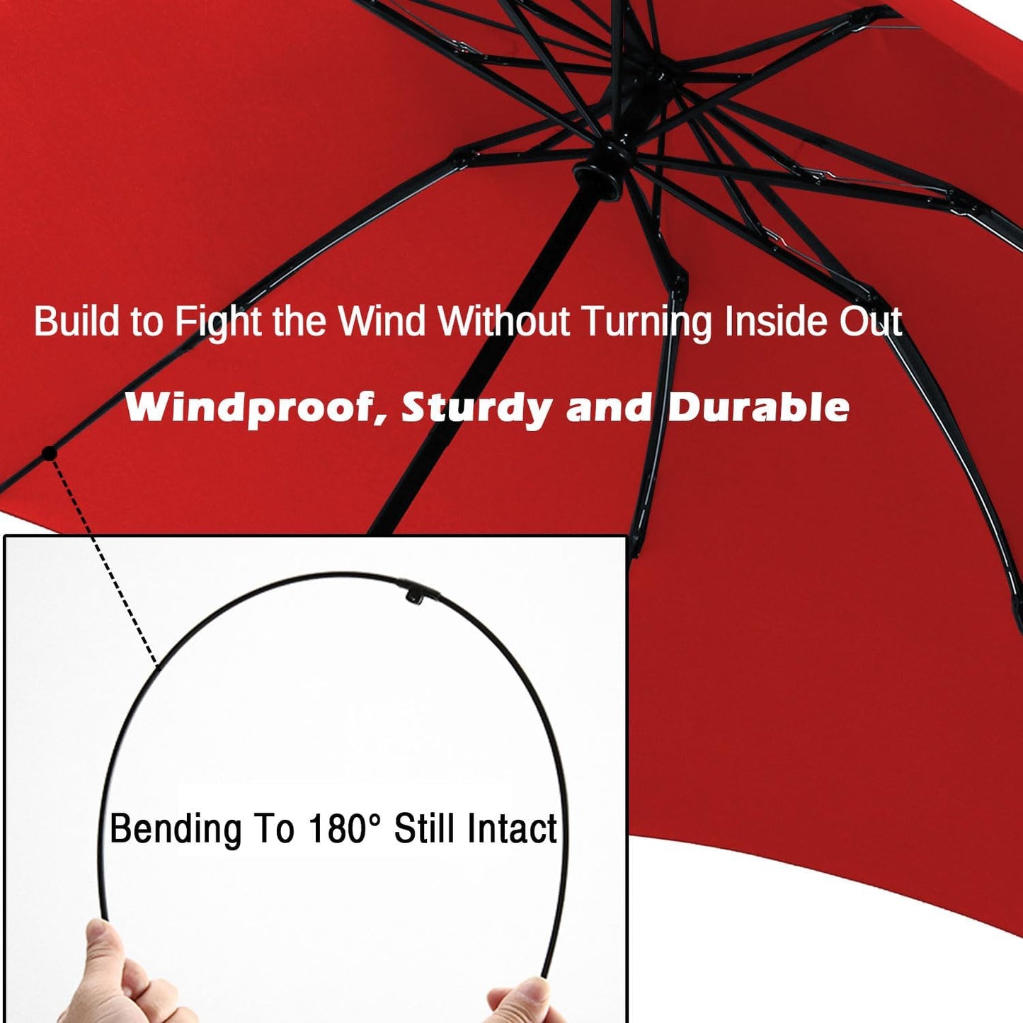LANBRELLA Compact Reverse Folding Umbrella Auto Windproof Travel Umbrella
