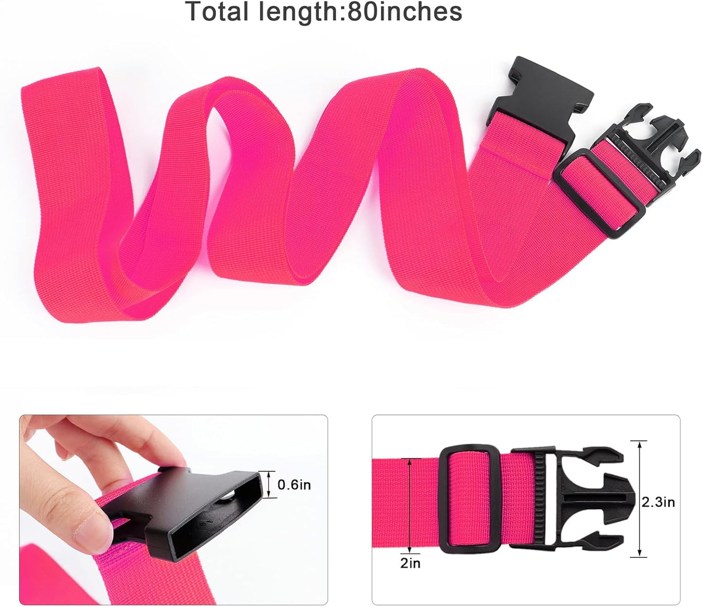 4Pcs Luggage Straps for Suitcase Travel Accessories TSA Approved, 80In Long Belts to Keep Your Suitcase Secure, Adjustable Bag Straps with Quick-Release Buckle for Travel Bag Closure, Rose