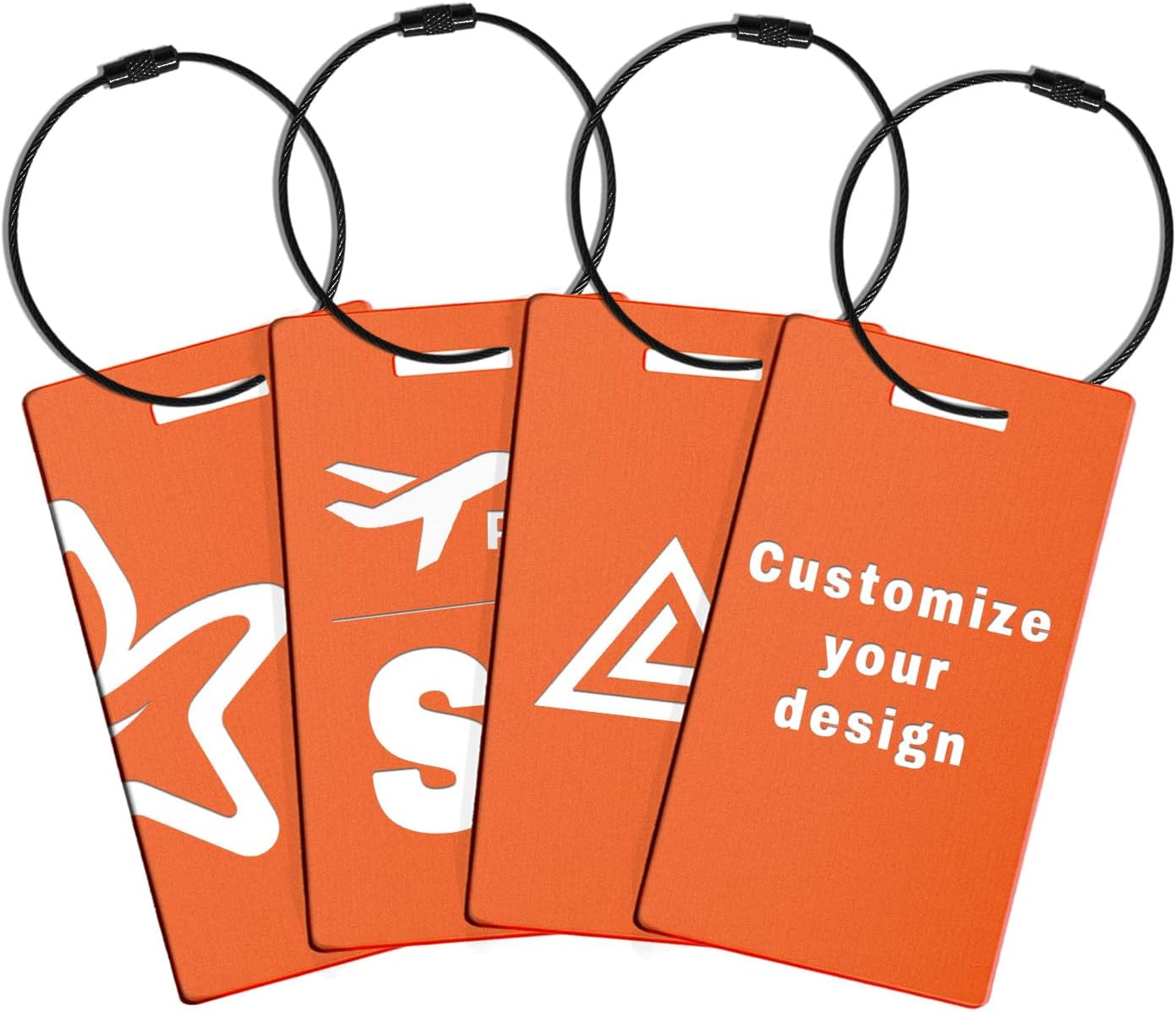 4PCS Personalized Luggage Tags for Travel Durable Aluminium Luggage Tags for Suitcases Custom Bag Tags for Backpacks Heavy Duty Personalized Name Tags for Birthday Gifts(Small,Orange)
