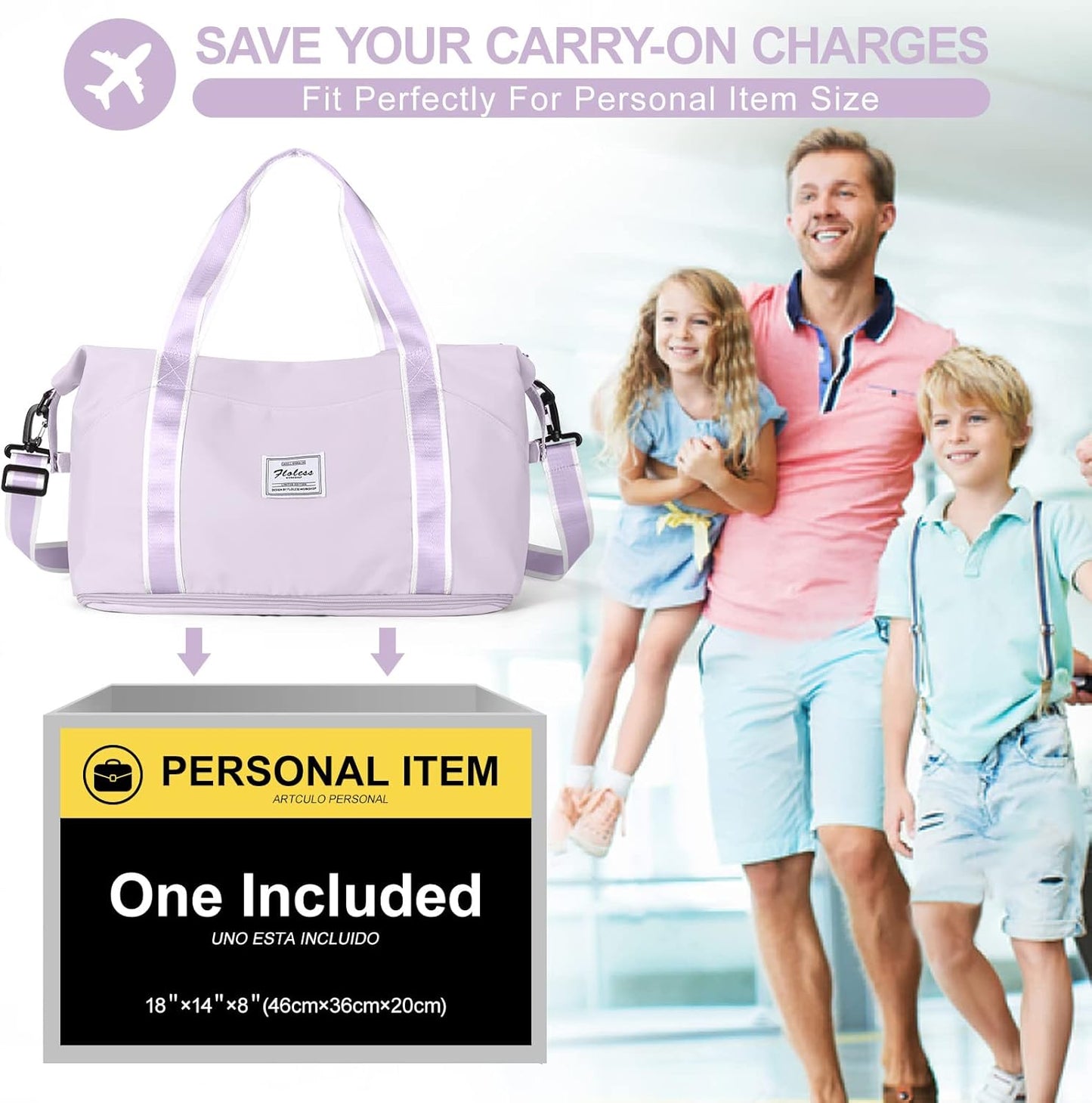 Travel Duffel Bag, Sports Tote Gym Bag, Shoulder Weekender Overnight Bag for Women