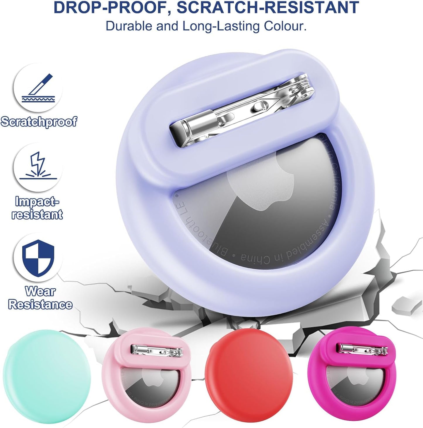 for Air Tags-4 Pack Apple Kids Hidden, for Airtag Holder for Kid, for AirTag Hidden Kid Holder with Invisible Pin, Anti Lost, for Kids, Elderly, Luggage, Clothing (Mint Green Red Rose Pink)