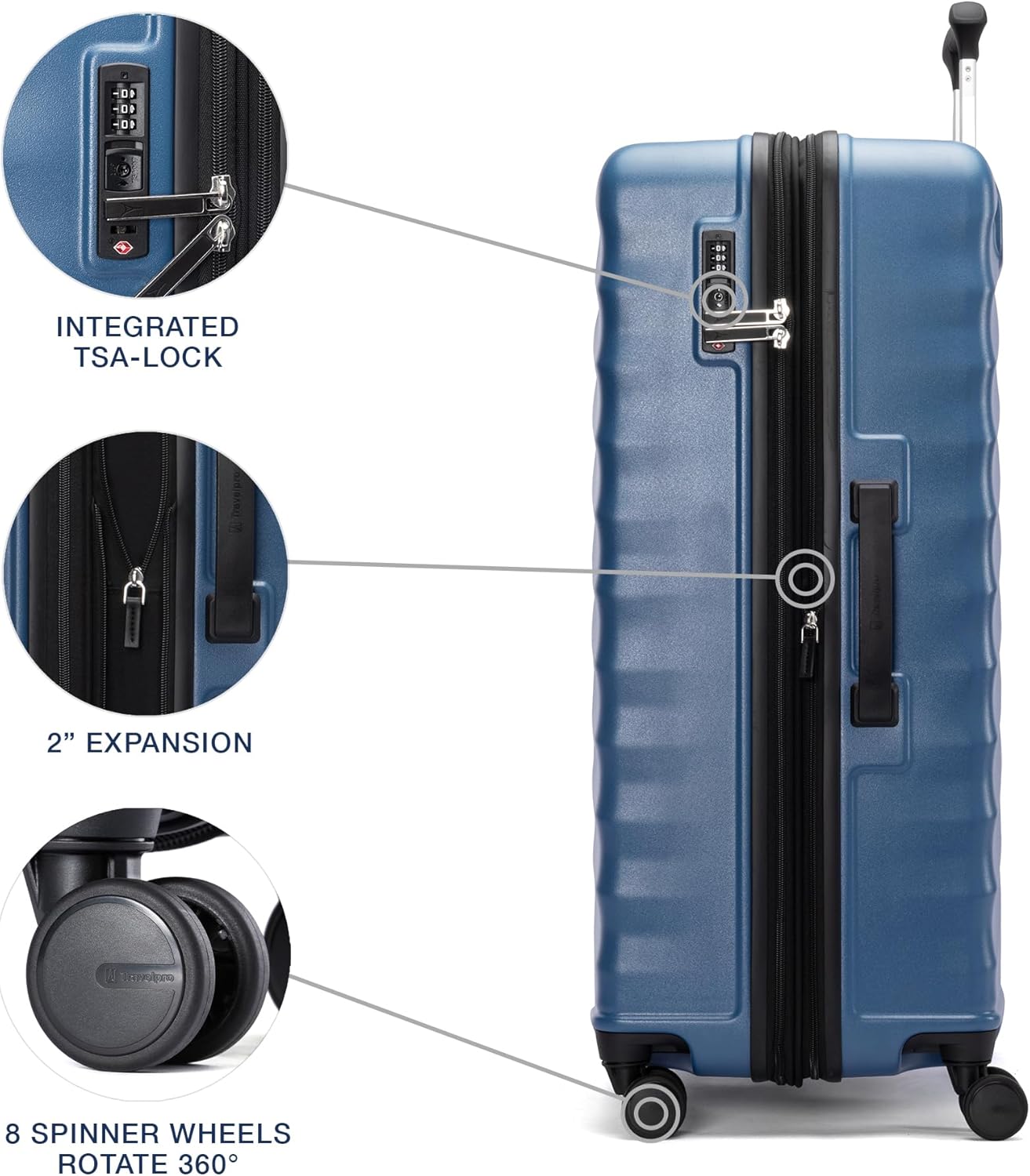 Travelpro Maxlite Air V2 Hardside Expandable Checked Luggage, 8 Spinner Wheels, Lightweight Hard Shell Suitcase, TSA lock, Ensign Blue, Checked Large 28-Inch