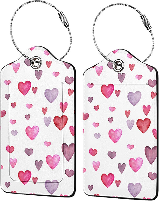 Watercolorful Love Rain Luggage Tag Personalized Luggage Tags for Suitcases,Leather Bag Tags for Backpacks Handbag with Name ID Label Travel Essentials Baggage Tags 2 Pack