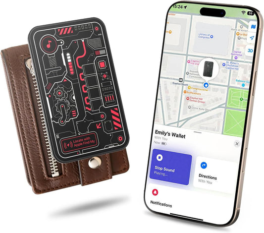 MFish Wallet Tracker Card, GPS Bluetooth Tracker, Air-Tag Works with Apple Find My (iOS Only), Solar-Powered Smart Card Wallet Finder, Item Locator for Backpack, Luggage Tags, Passports, Keys