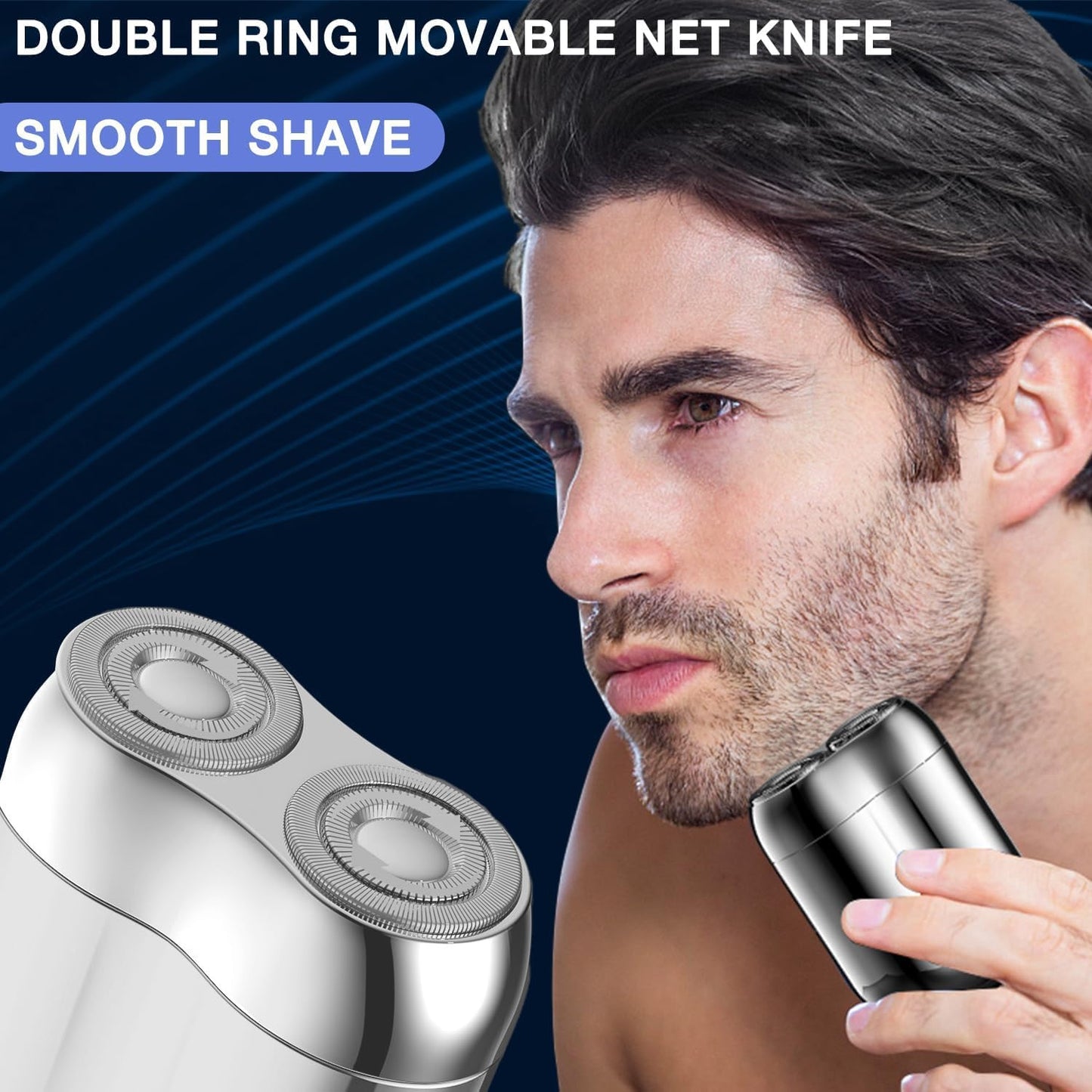 2025 New Model Mini Dual-Head Electric Shaver, Electric Mini Portable Razor, Pocket Size Washable Double Head Razor, Rechargeable Waterproof Compact Electric Shaver for Home, Car, Travel (Silver)