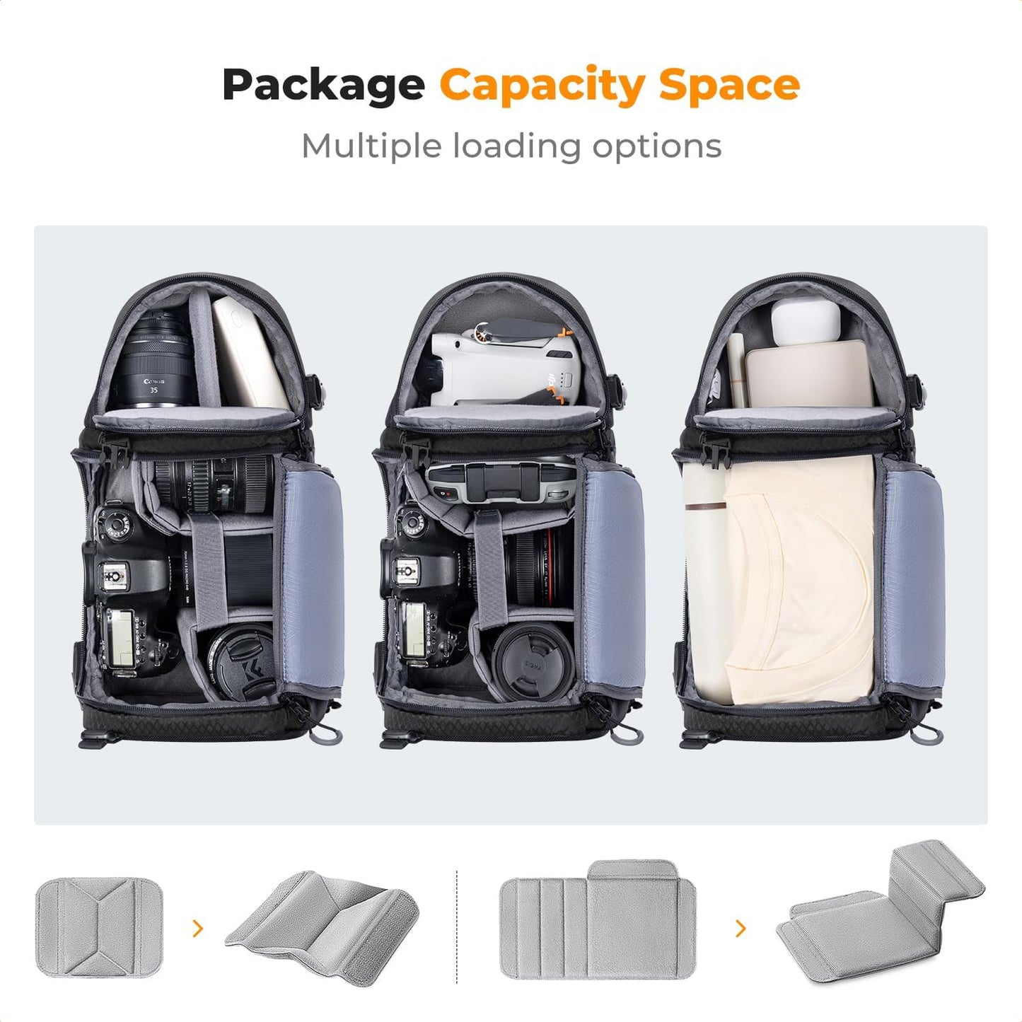 K&F CONCEPT Camera Sling Bag Crossbody Bag Camera Shoulder Backpack DSLR/SLR/Mirrorless Photography Bags Compatible with Canon/Nikon/Sony/Fuji/Gopro/DJI