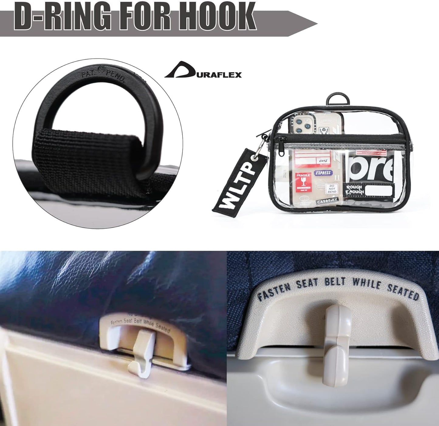 Rough Enough Clear Quart Size TSA Approved Toiletry Bag Small with Keychain for Travel Size Toiletries