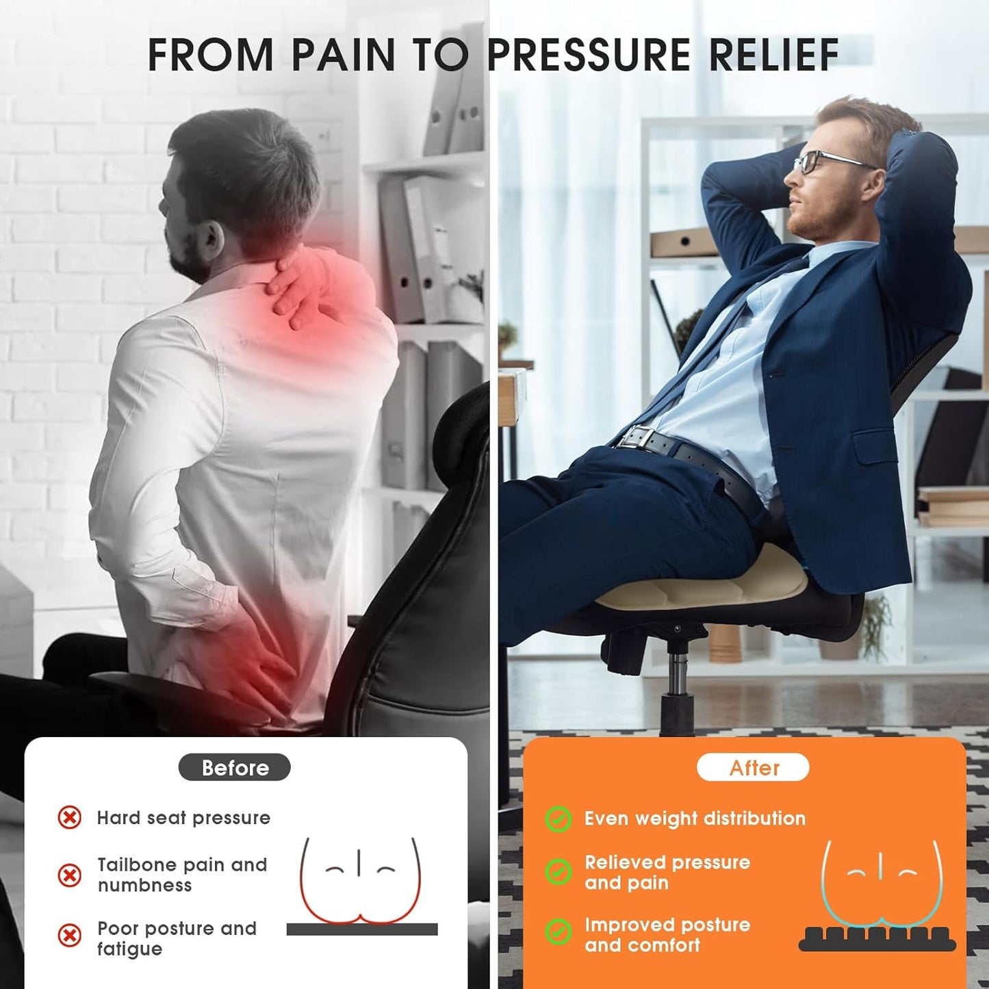 3D Inflatable Seat Cushion for Pressure Relief - Airplane Travel Air Sitting Pad with Storage Bag, Portable Inflatable Seats Cushions for Car Chair Camping Wheelchair Stadium Bleacher, Khaki