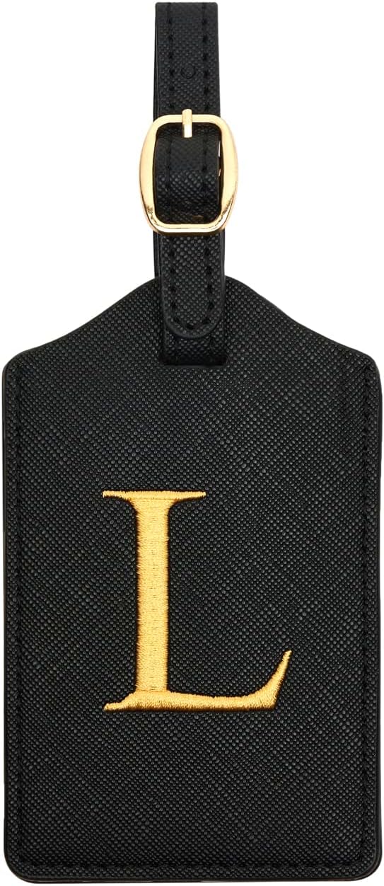 Luggage Tag PU Leather for Suitcase Baggage Handbag Travel Bag Label Suitcase Tag Label Tag w. Name Card & Privacy Cover (L)