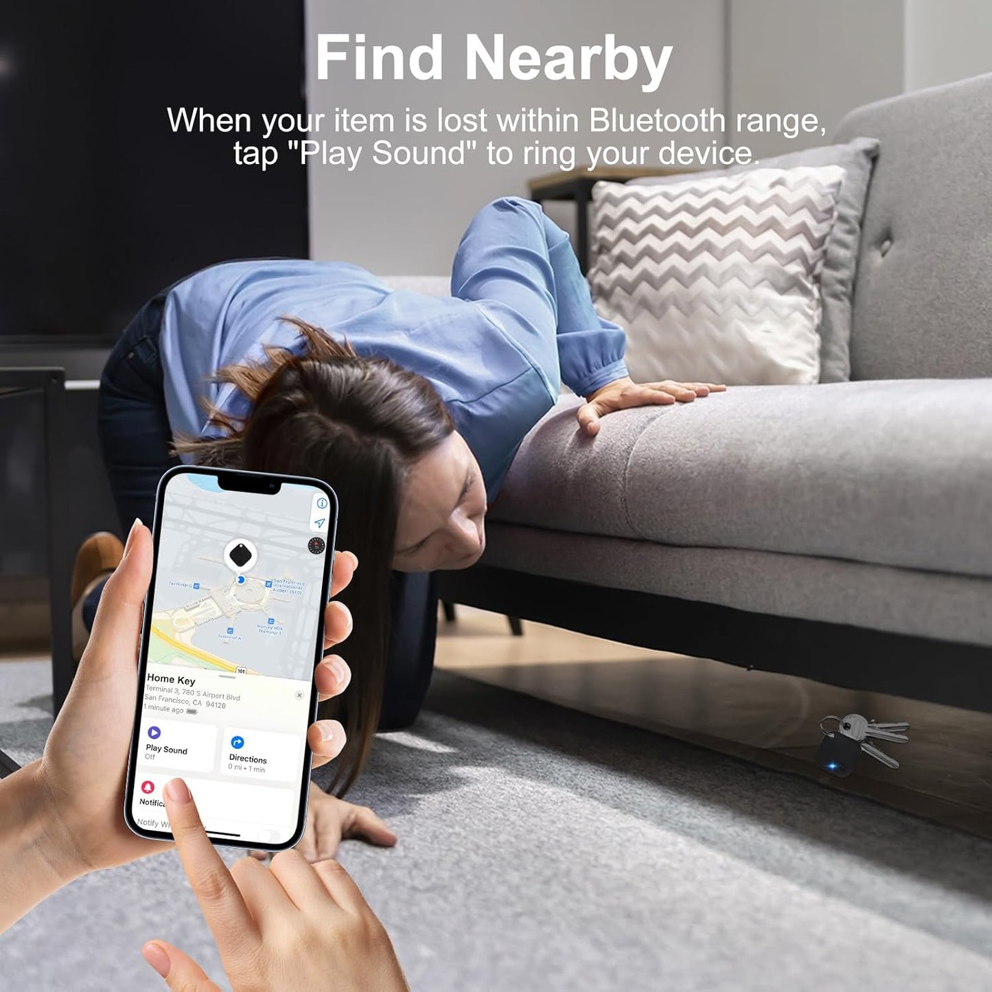 Bluetooth Tracker Smart Tag 4 Pack, Work with Apple Find My (iOS Only, Not for Android), Loud Sound, Item Finder for Keys, Backpack, Suitcase, Wallet, Luggage, Black