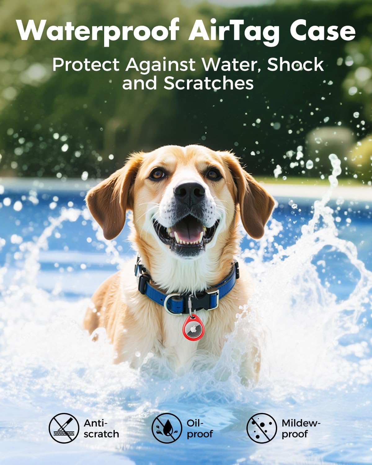 UNBREAKcable AirTag Holder for Apple - 4 Pack Air Tag Case [Professional Carabiner] [Waterproof] [Shockproof] TPU AirTag Keychain for Kids, Pets, Keys, Luggage, Backpacks