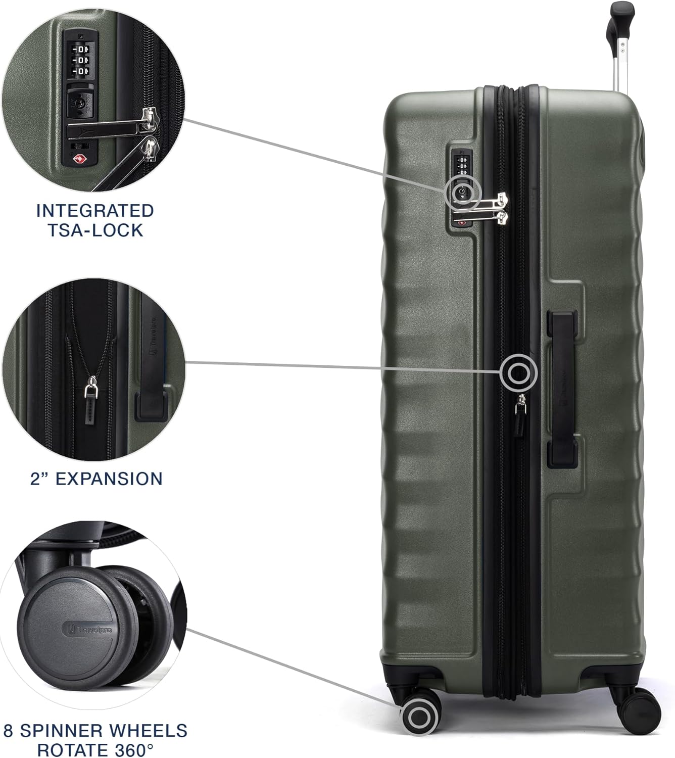 Travelpro Maxlite Air V2 Hardside Expandable Checked Luggage, 8 Spinner Wheels, Lightweight Hard Shell Suitcase, TSA lock, Slate Green, Checked Large 28-Inch