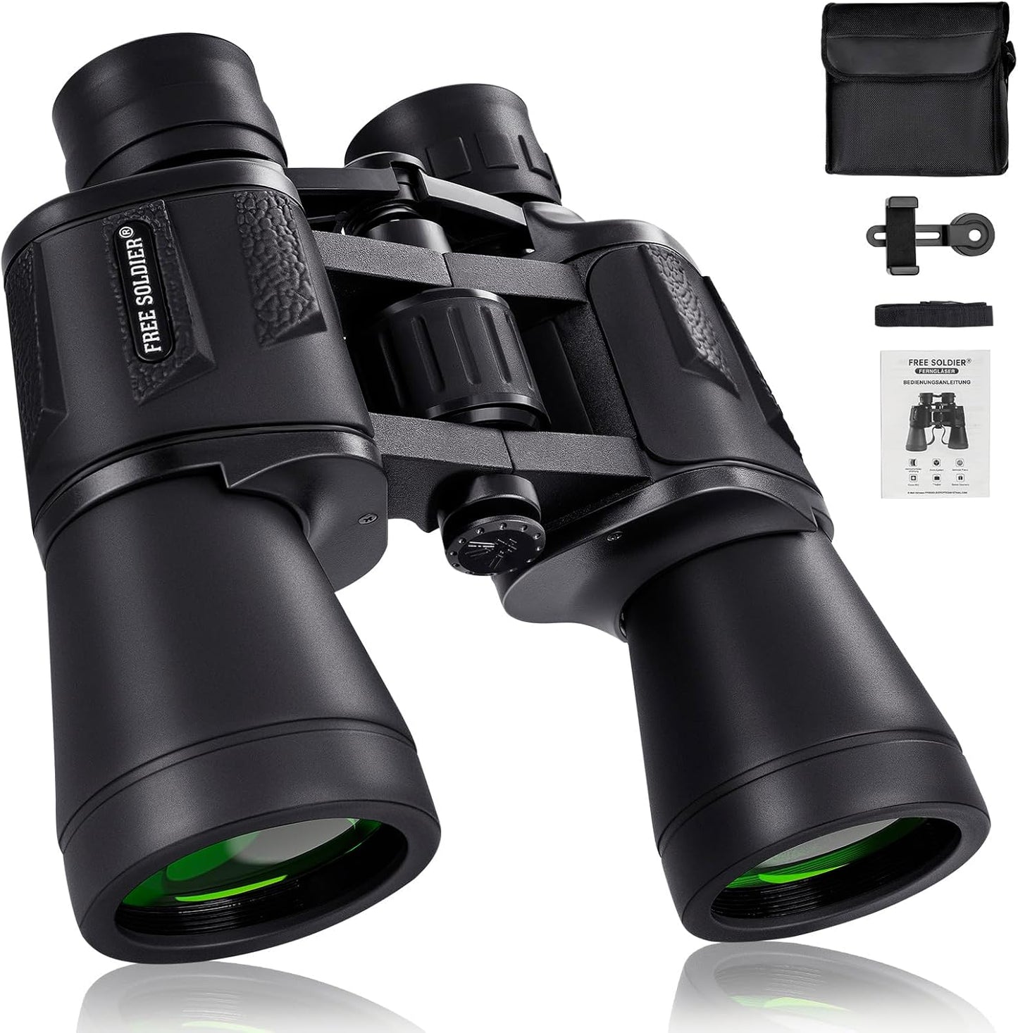 20x50 High Power Binoculars for Bird Watching 28mm Large Eyepiece Life Waterproof Binoculars for Hunting Hiking Concert Travel with Smartphone Adapter BAK4 Prism FMC Lens, Black