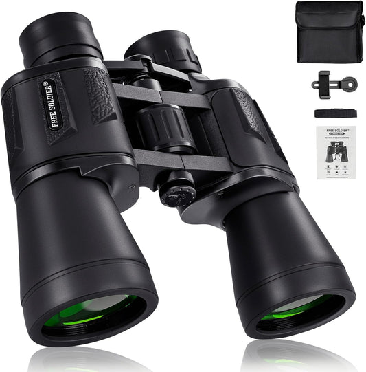 20x50 High Power Binoculars for Bird Watching 28mm Large Eyepiece Life Waterproof Binoculars for Hunting Hiking Concert Travel with Smartphone Adapter BAK4 Prism FMC Lens, Black
