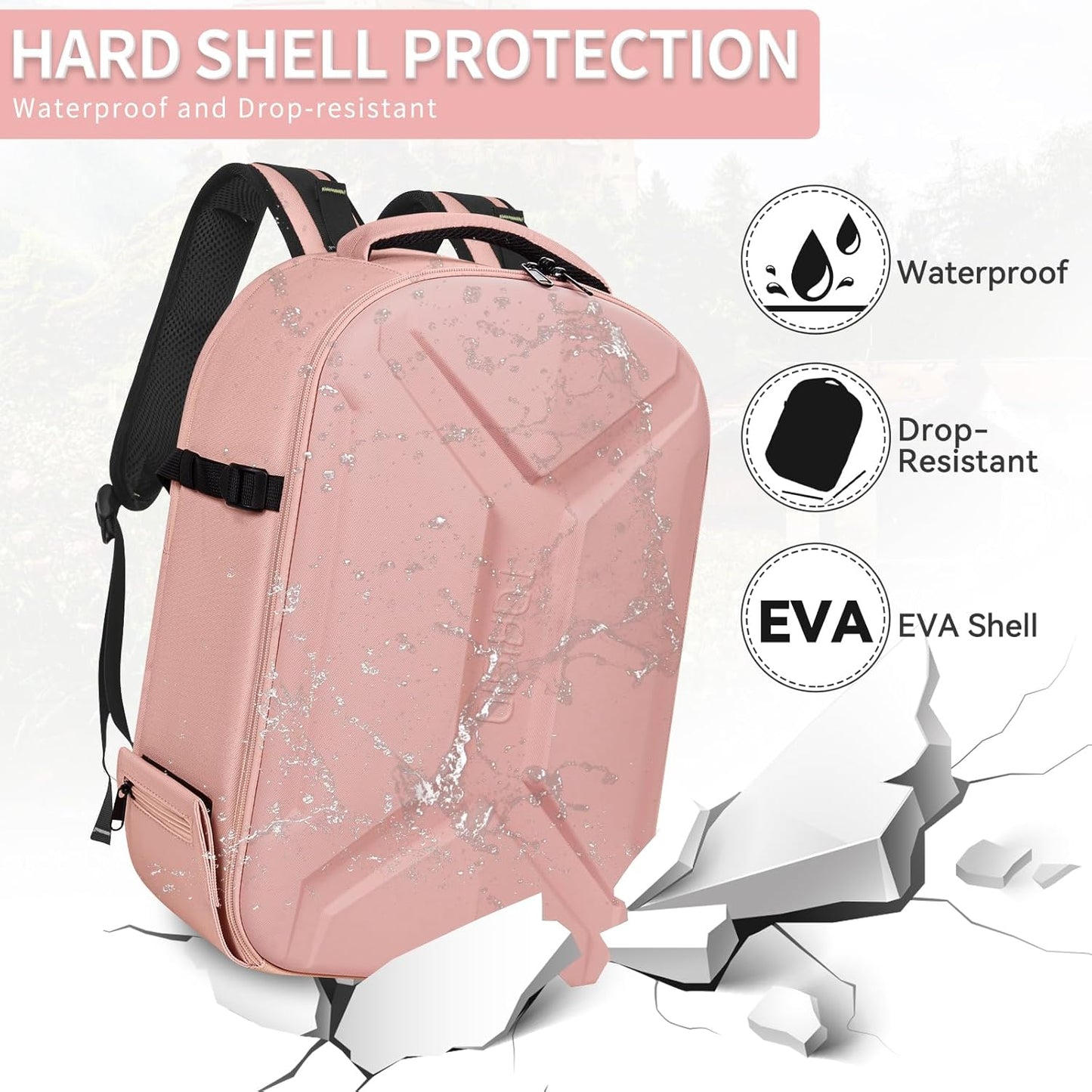 TORIBIO Camera Backpack, Hardshell DSLR Photography Camera Bag, Waterproof Hard Shell Camera Case with Tripod Holder & 15.6" Laptop Compartment Compatible with Canon/Nikon/Sony/DJI Mavic Drone