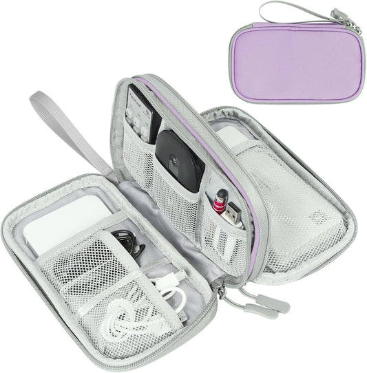 FYY Electronic Organizer, Travel Cable Organizer Bag Pouch Electronic Accessories Carry Case Portable Waterproof Double Layers All-in-One Storage Bag for Cable, Cord, Charger, Phone,-Light Purple