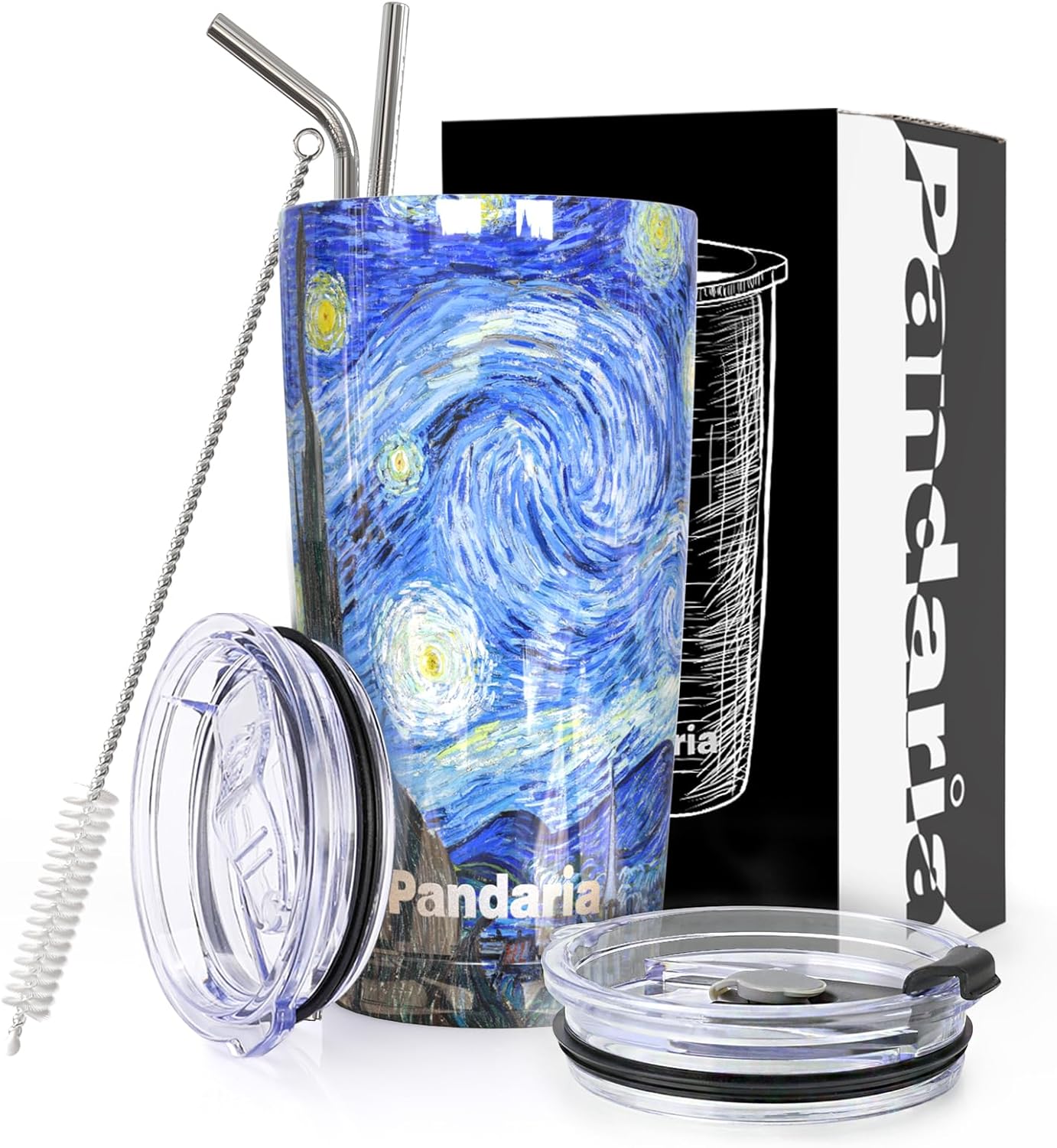 20 oz Stainless Steel Vacuum Insulated Tumbler with Lid - Double Wall Travel Mug Water Coffee Cup for Ice Drink & Hot Beverage, Starry Night…