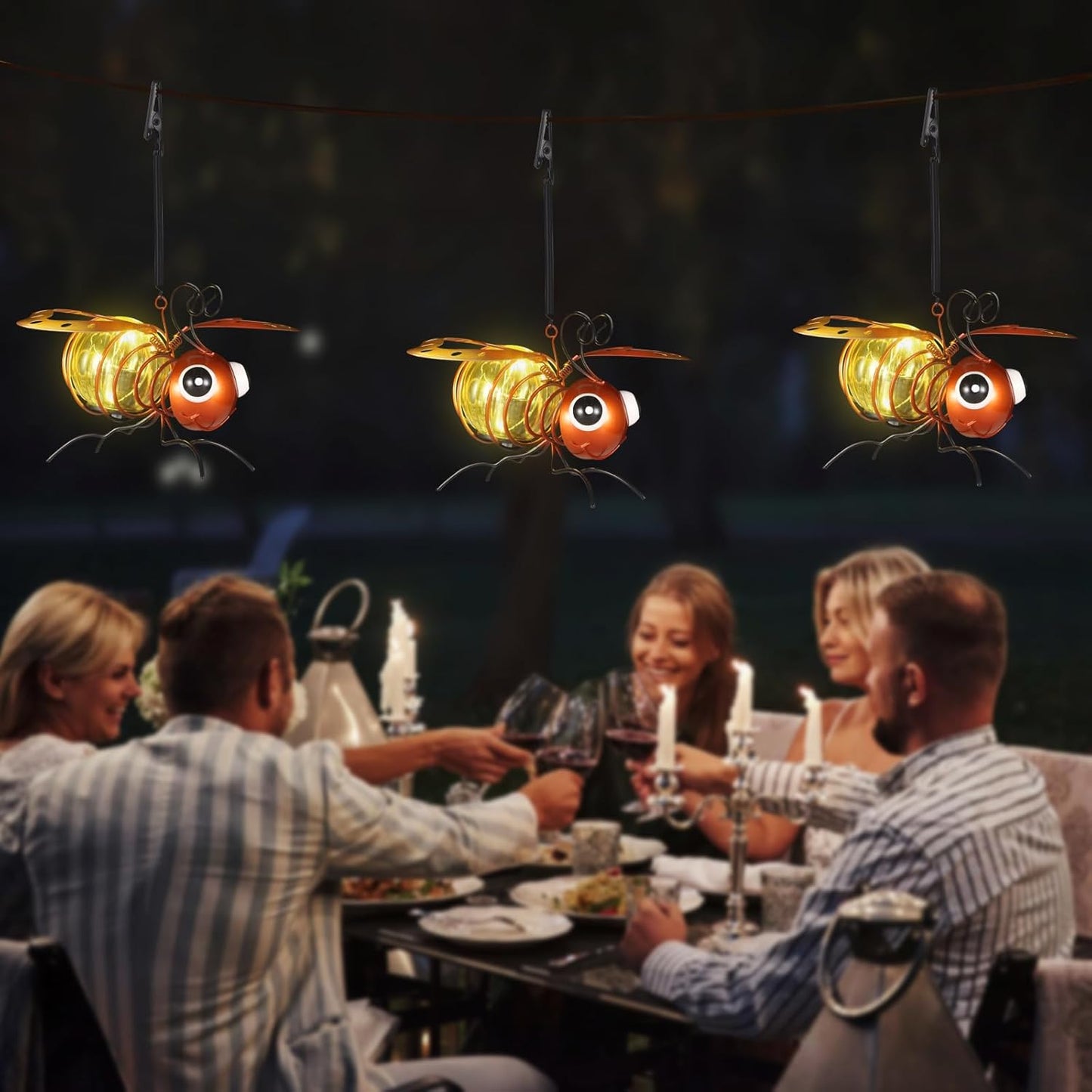 2 Pack Bee Solar Outdoor Hanging Lantern Creative Small Sculpture Lights Durable Waterproof Lamp Suitable for Festivals Garden Decor Birthday Gifts for Grandma Mom Women Girl